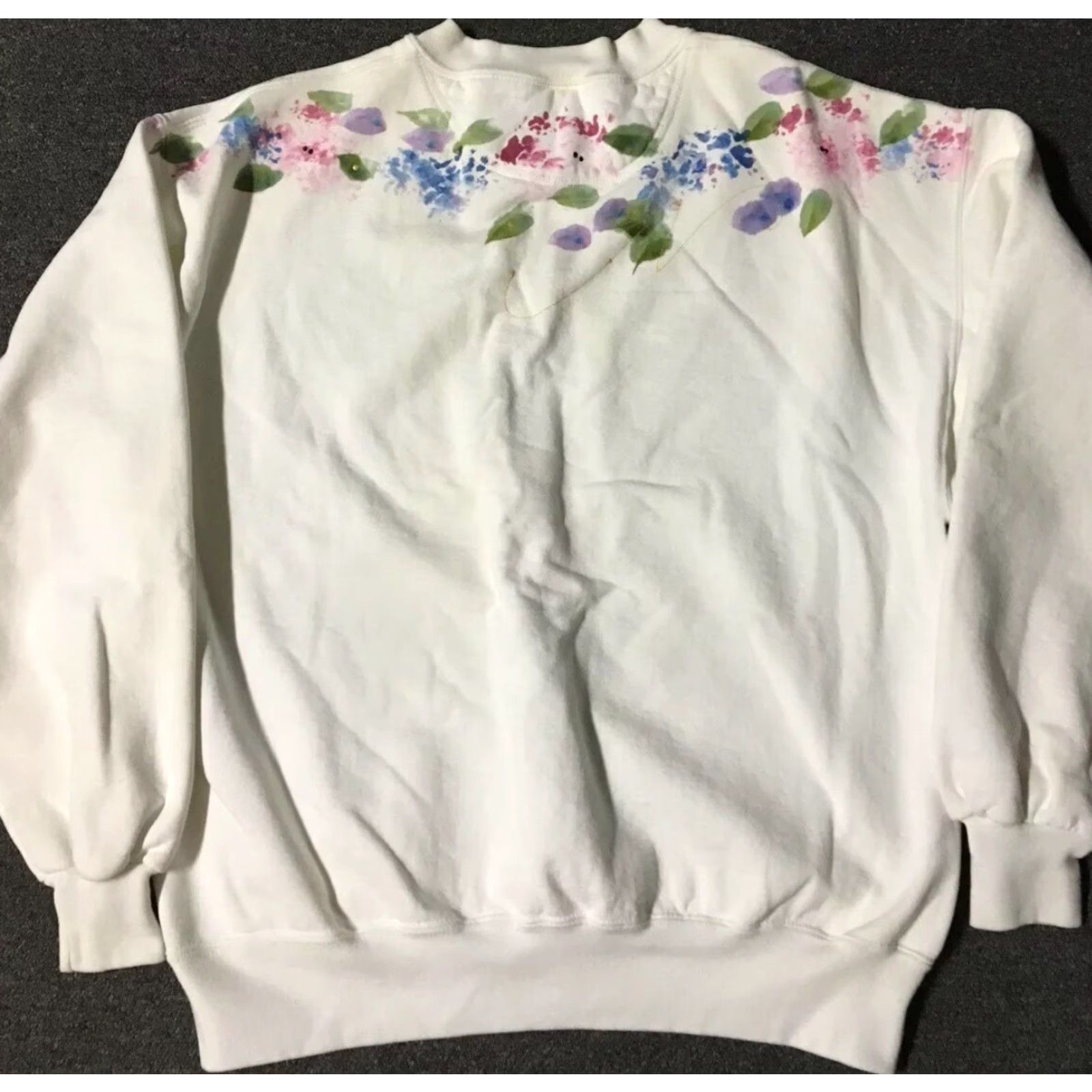 Jerzees Vtg 90s JERZEES Flowers Sweatshirt L White USA Men's Crewneck Floral 80s 90s Grunge Vaporwave Outdoors Hiking Mountains Vintage Shirt Size US L / EU 52-54 / 3 - 7 Thumbnail