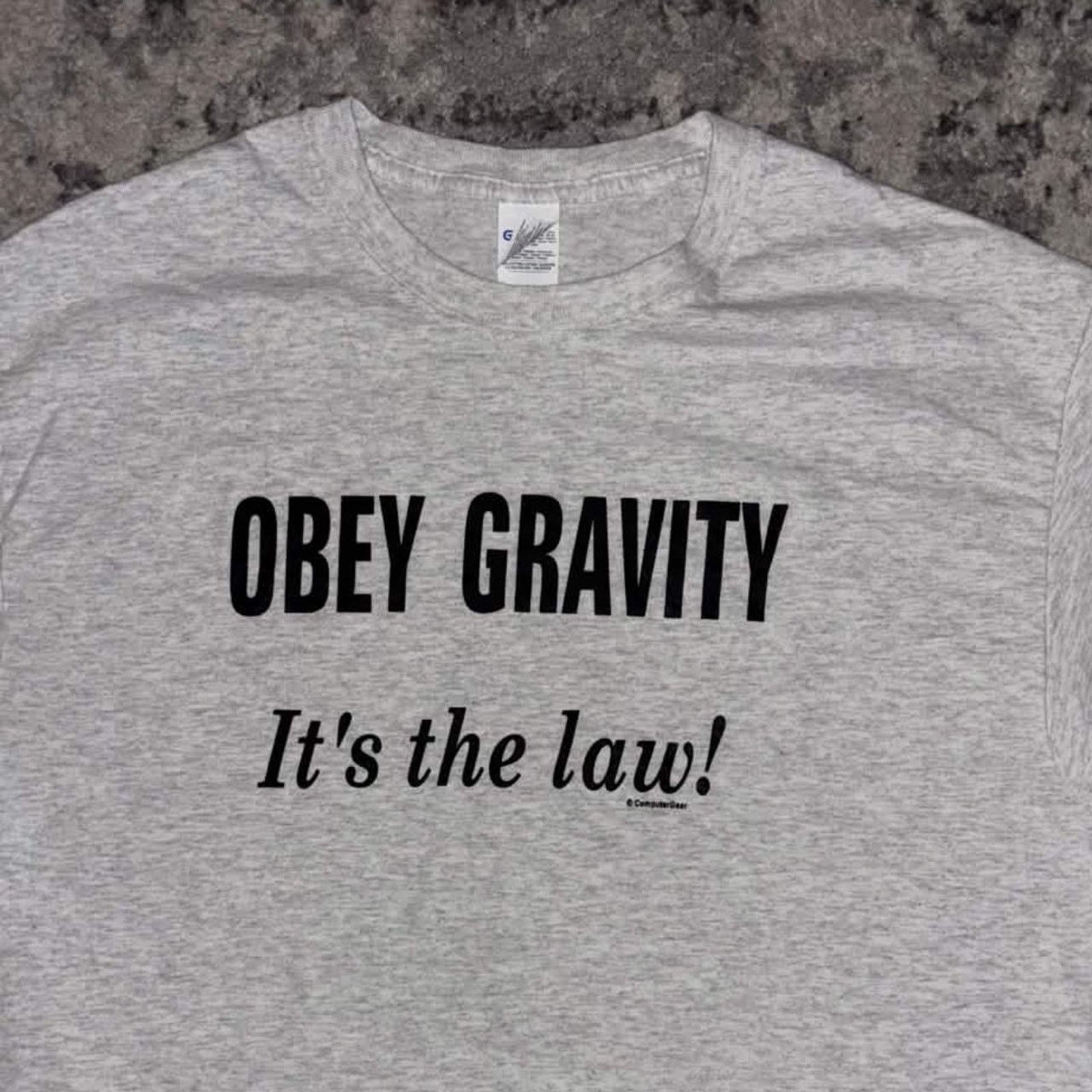 Vintage Y2K Obey Gravity, It's The Law! Funny Shirt Size US L / EU 52-54 / 3 - 2 Thumbnail