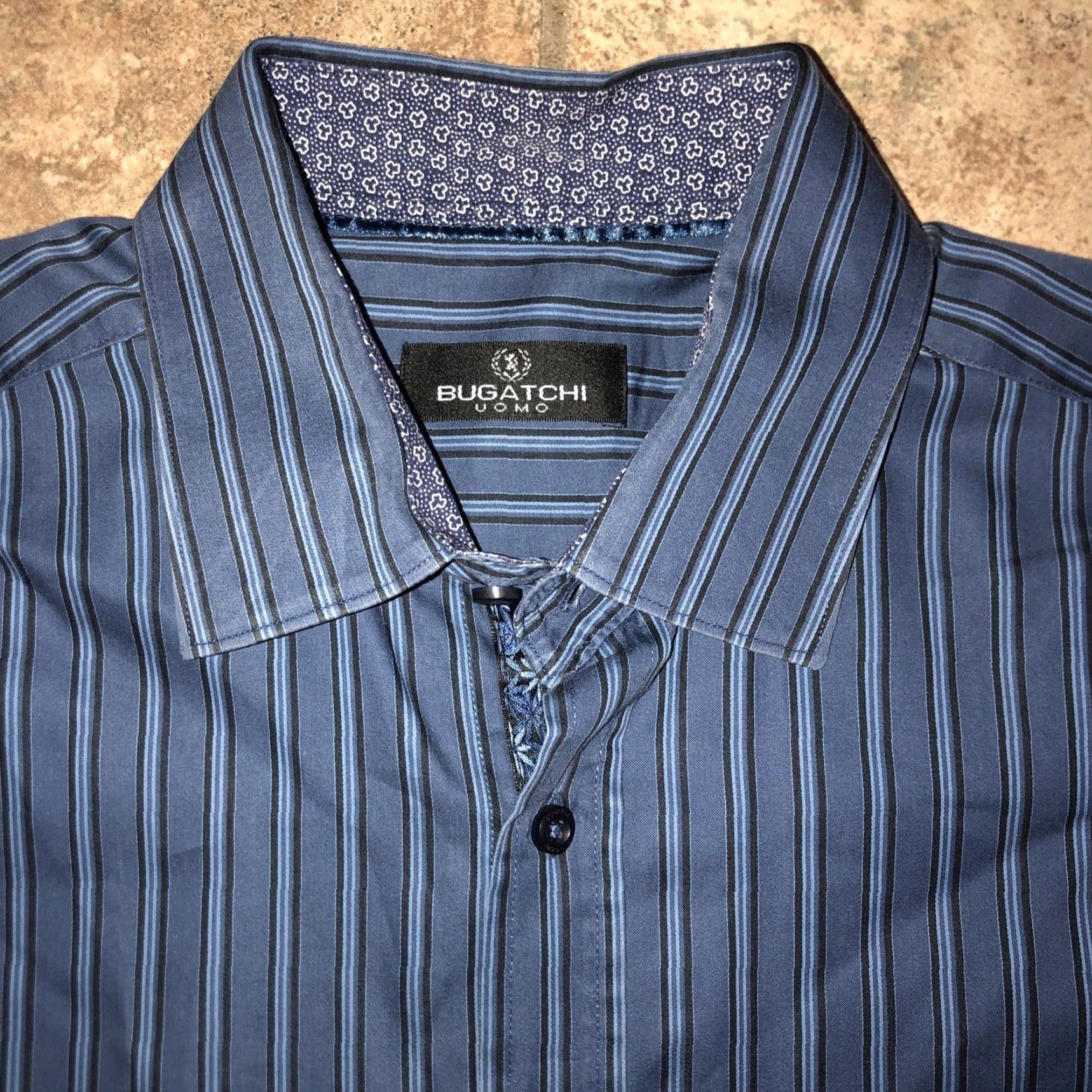 BUGATCHI VINTAGE Bugatchi Uomo Men's Shirt Long Sleeve Blue Striped Button-Up XL Size US XL / EU 56 / 4 - 2 Thumbnail