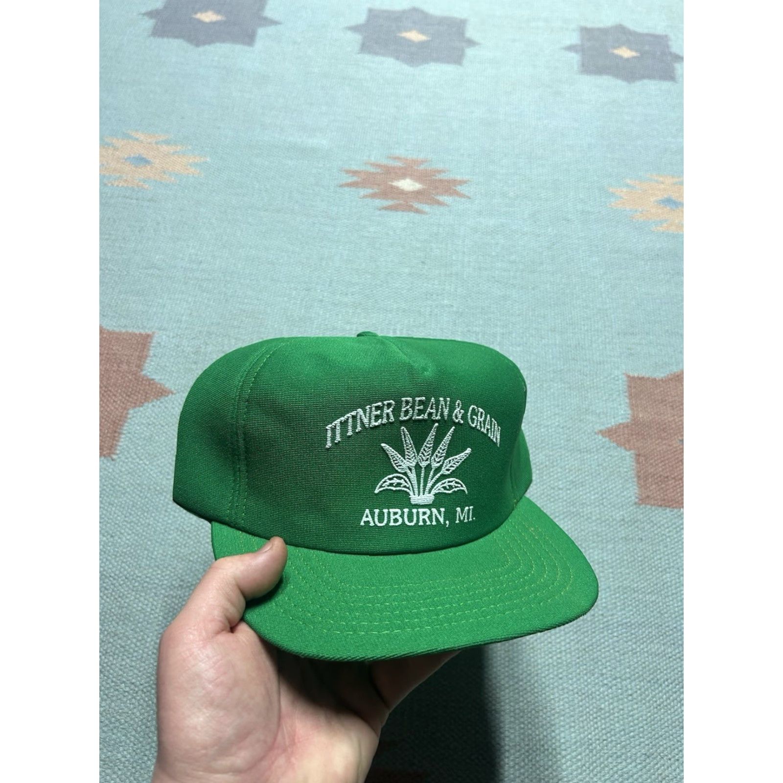 Vintage VINTAGE Auburn Snapback Hat Cap Ittner Bean & Grain Michigan Farm Green USA Adjustable Men Size ONE SIZE - 2 Thumbnail