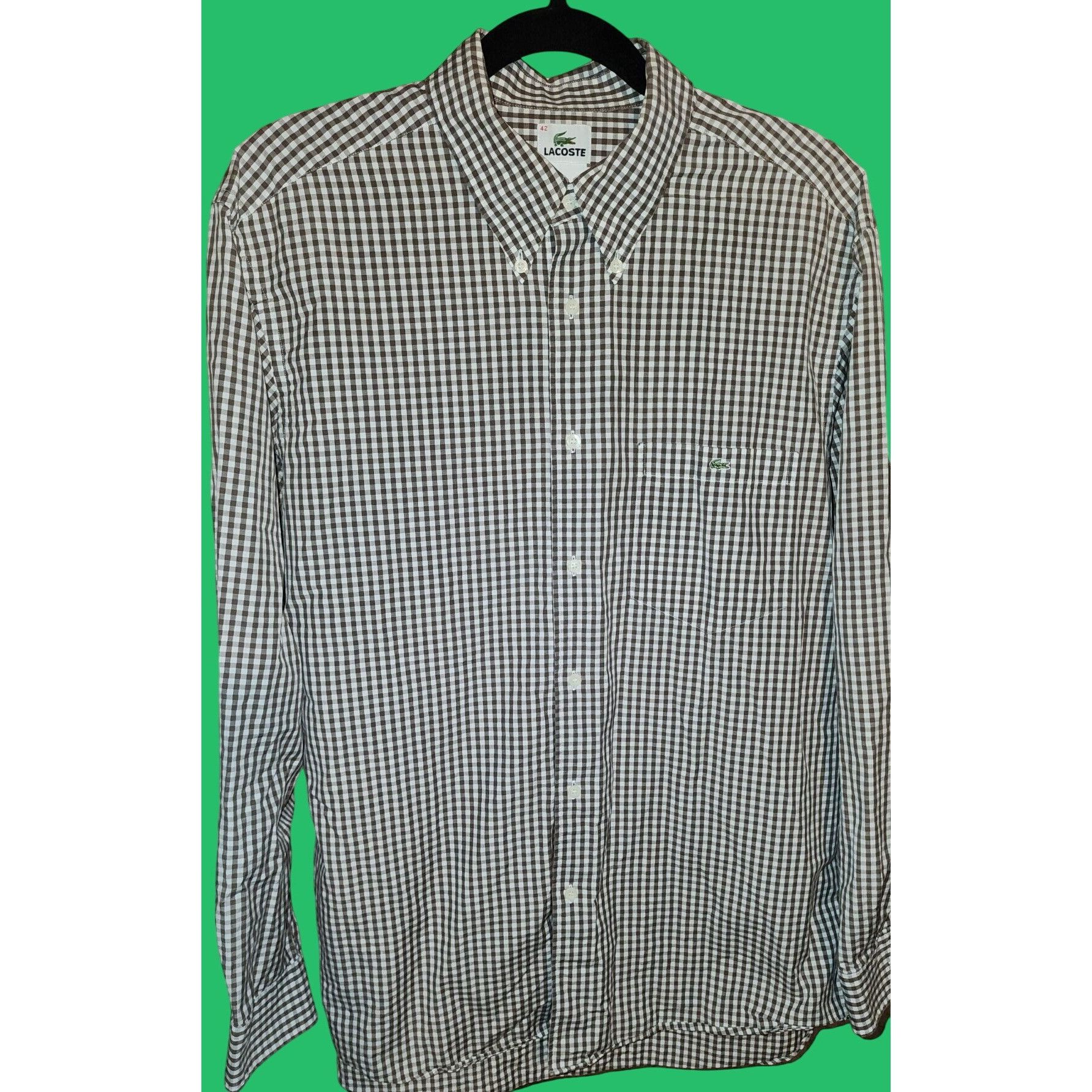 Lacoste Lacoste Size 42 Brown White Gingham Mens Long Sleeve Button Size US XS / EU 42 / 0 - 1 Thumbnail