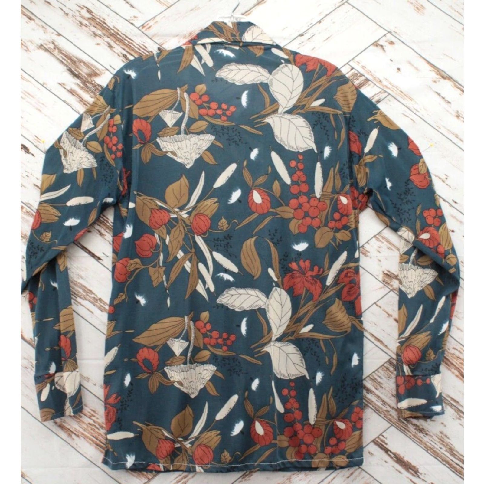 Vintage VTG Leonardo Strassi Shirt Men's 16-16.5 Blue Floral Disco Dagger Retro Art 70's Size US L / EU 52-54 / 3 - 2 Thumbnail