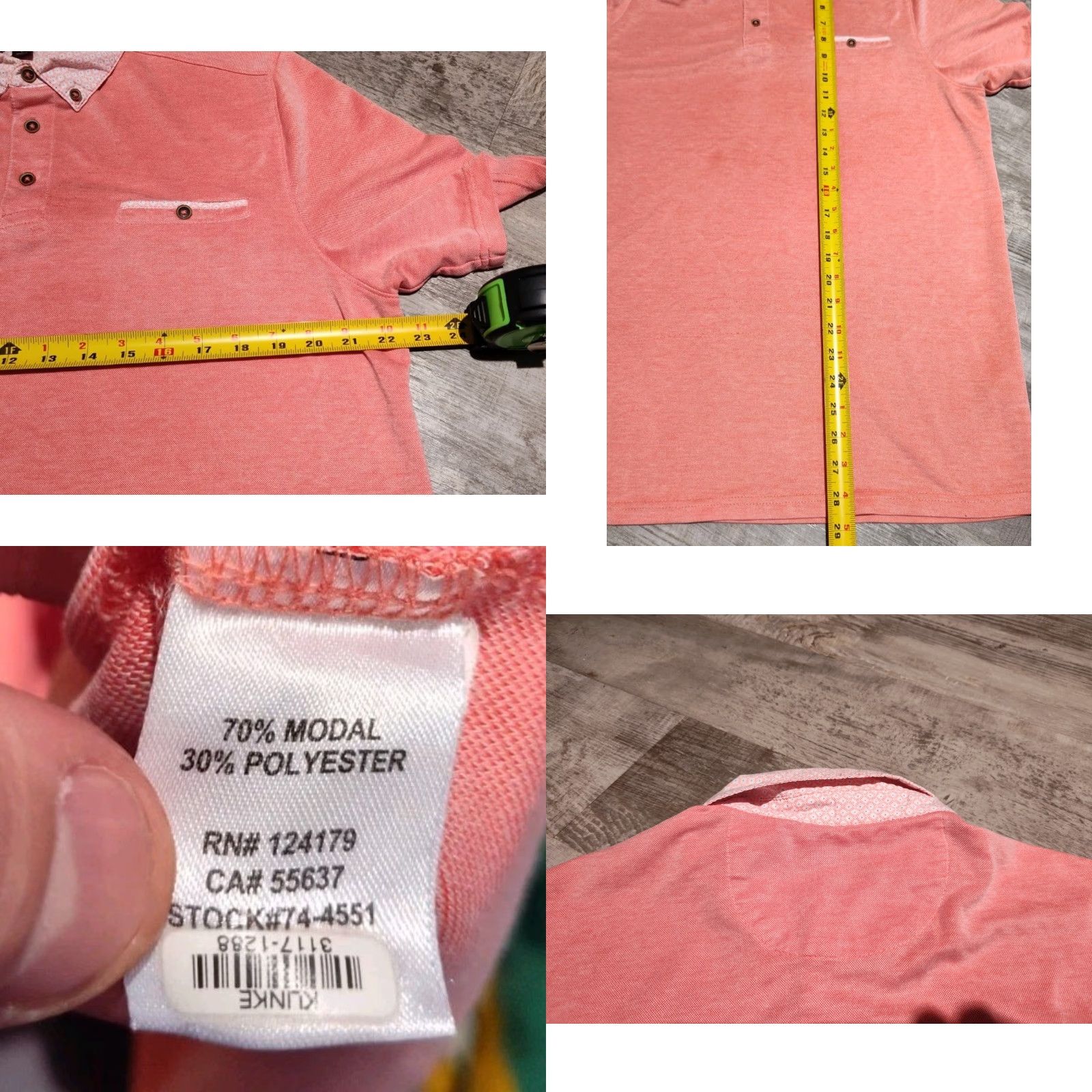 Johnston & Murphy Johnston & Murphy L Polo Dress Golf Shirt Men’s Pink Coral Two Toned VGUC Size 42R - 8 Thumbnail