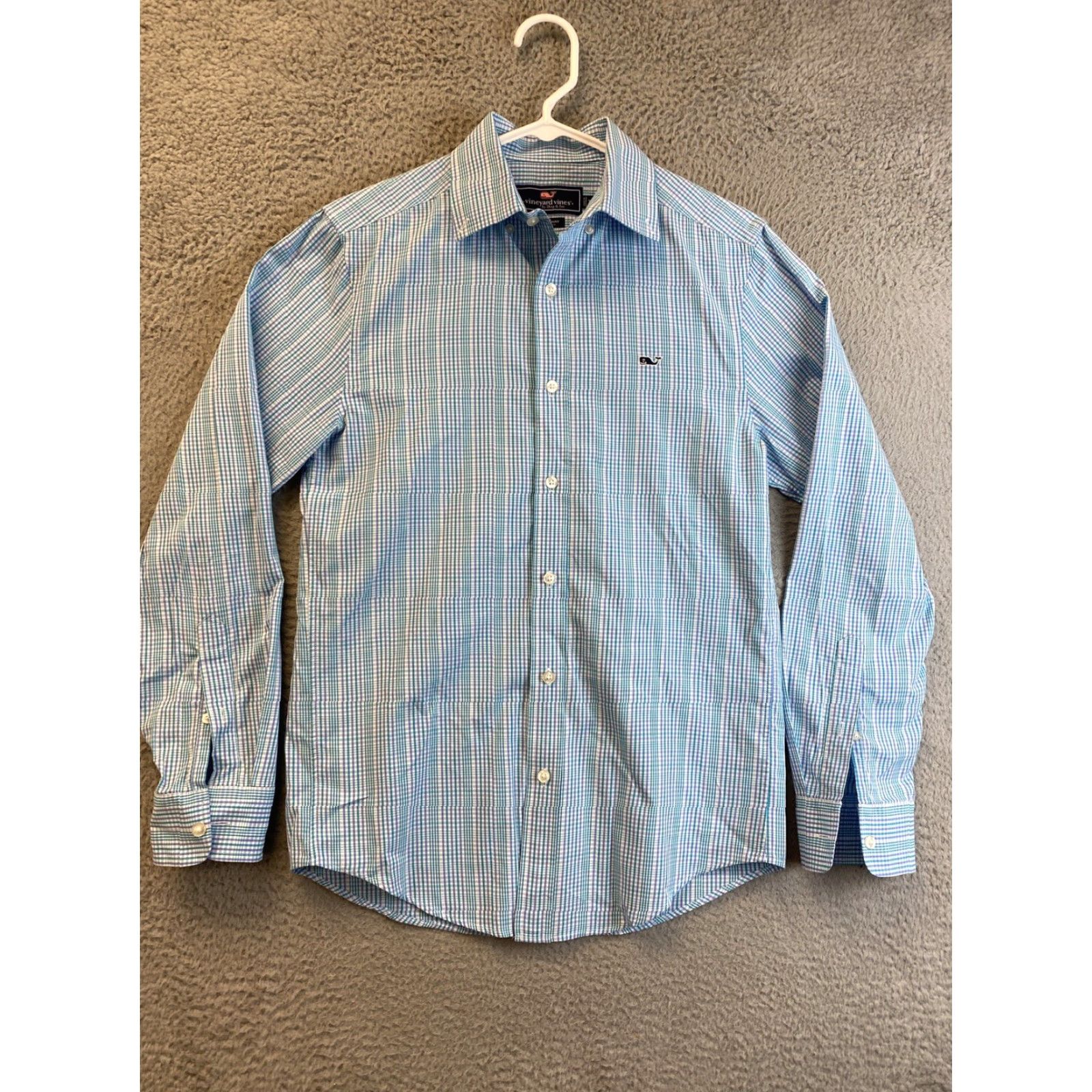 Vineyard Vines VINEYARD VINES Shirt Men XS Button-Up Long Sleeve Striped Blue Aqua New with Logo - Classic Fit Adults Mens Size US XS / EU 42 / 0 - 2 Thumbnail