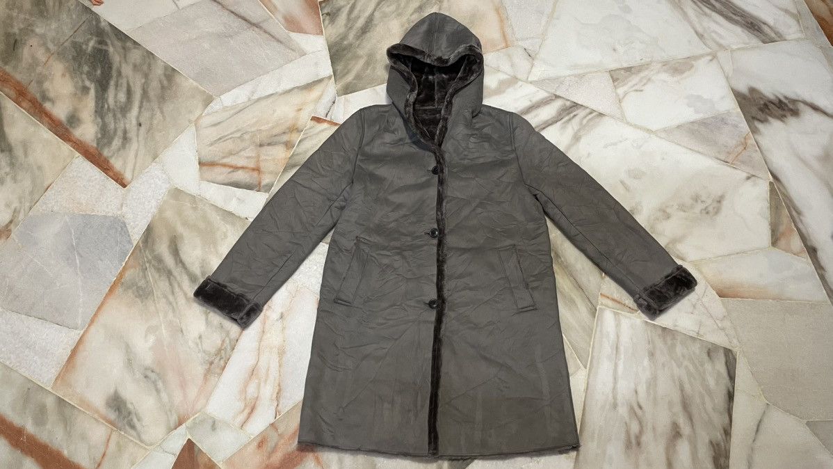 FAUX SHEARLING HOODED COAT