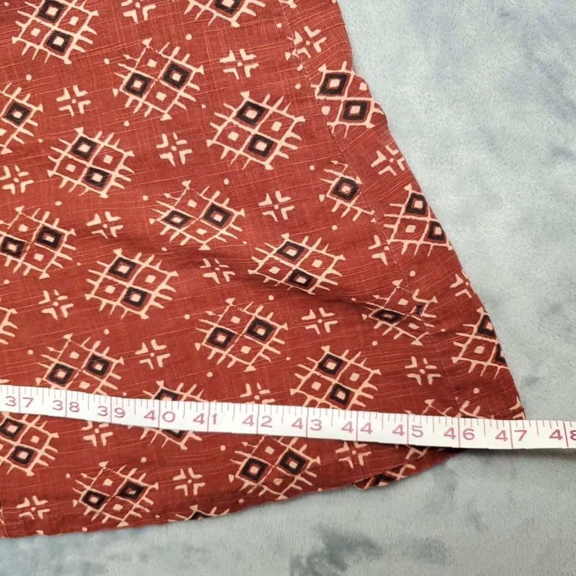 The Territory Ahead VINTAGE Territory Ahead Skirt Womens 10 Red Boho Geometric Print Cotton A-Line Midi Women Red Geometric 90s Territory Ahead Womens 10 Size 32" / US 10 / IT 46 - 3 Thumbnail