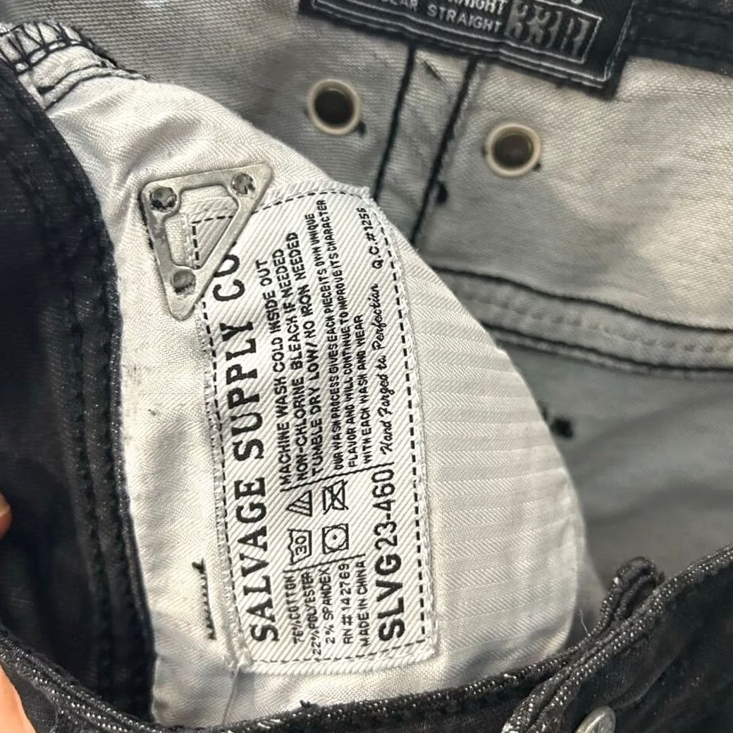 Vintage Salvage Straight Leg Jeans Mens Black 33R 31in Inseam Buckle Exclusive SLVG 23-460 Size US 33 - 3 Thumbnail