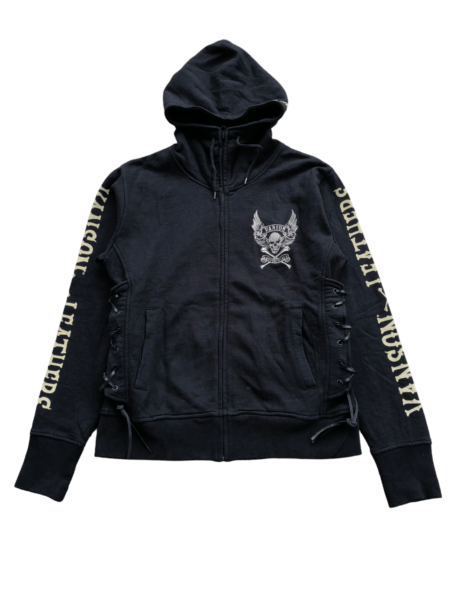 Vanson Leathers × Vintage Vanson Leather side Lace up Embroidery Hoodie Size US M / EU 48-50 / 2 - 3 Thumbnail