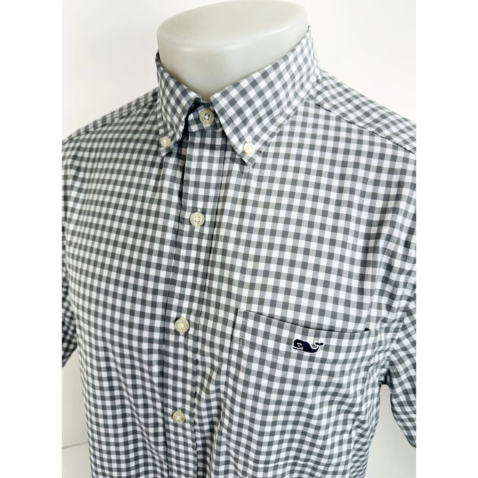 Vineyard Vines VINEYARD VINES NEW w TAG ON THE GO Plaid Check Gingham M Shirt Men Short Sleeve Gray / White Button-Up Size M Size US M / EU 48-50 / 2 - 2 Thumbnail