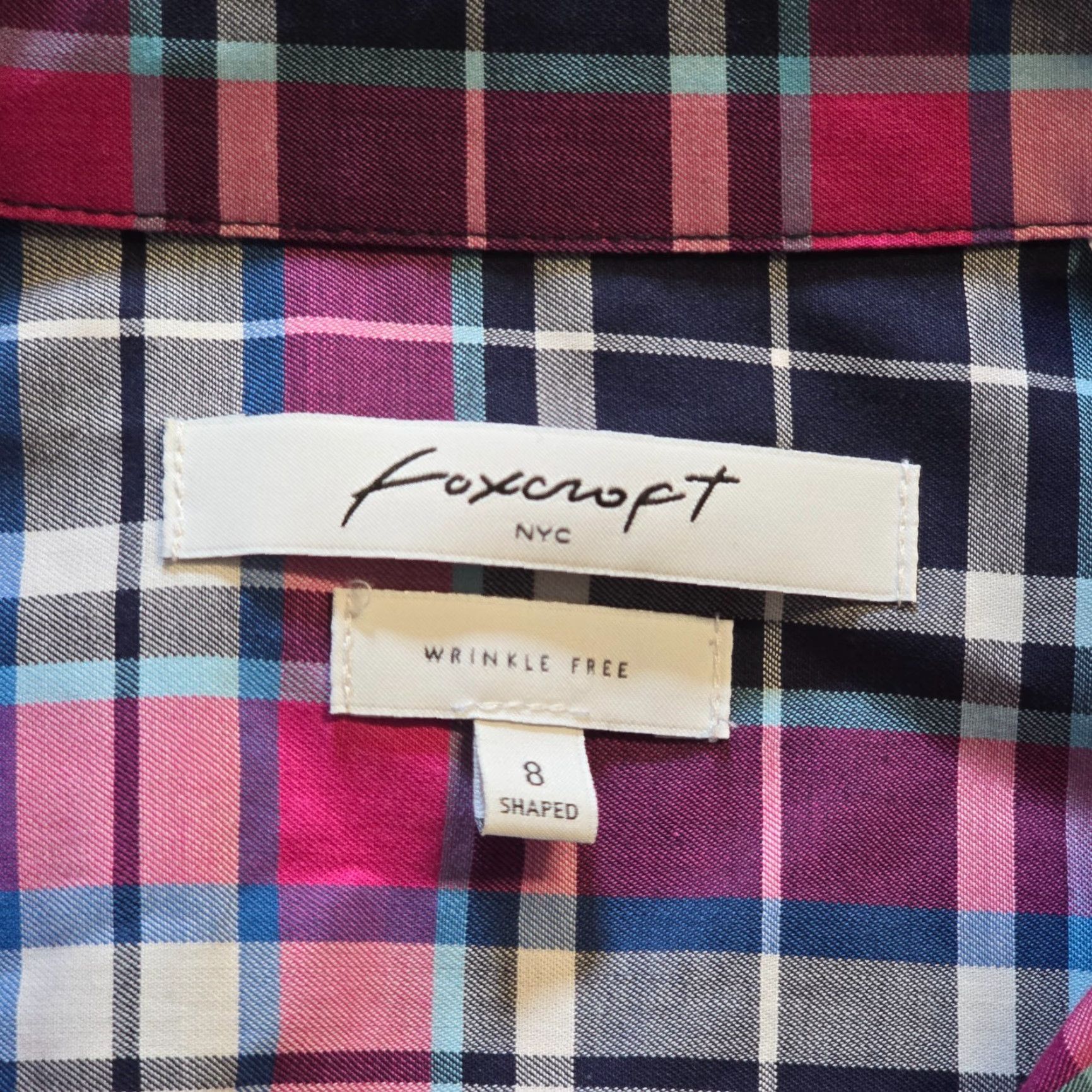 Vintage Foxcroft Top Pink Plaid Button Long Sleeve Wrinkle Free 8 Womens Blouse Casual Career Home Office Shirt Size M / US 6-8 / IT 42-44 - 3 Thumbnail