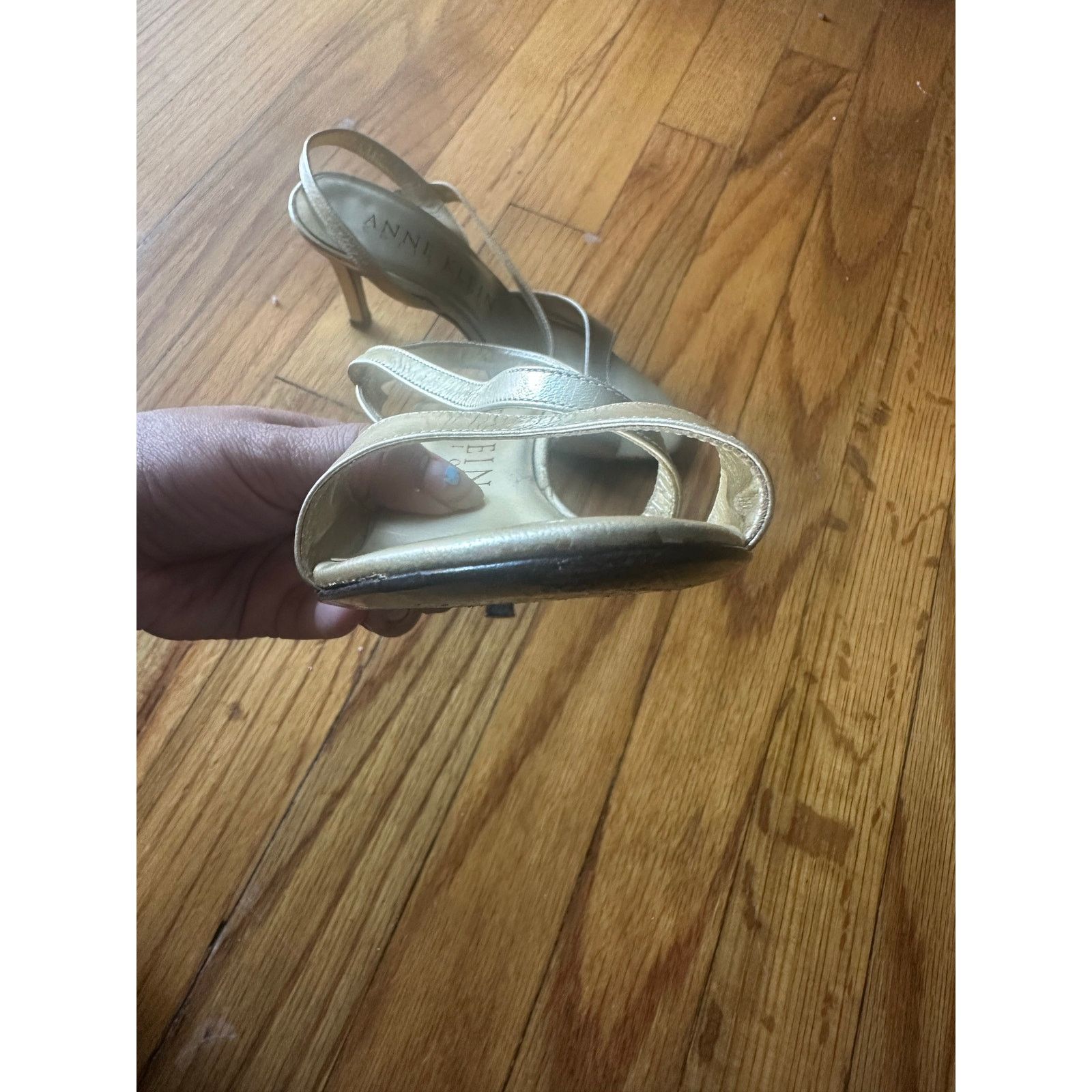 Anne Klein Anne Klein Gold Slingback Heels | Low Heel Dress Shoes Size US 6 / IT 36 - 3 Thumbnail