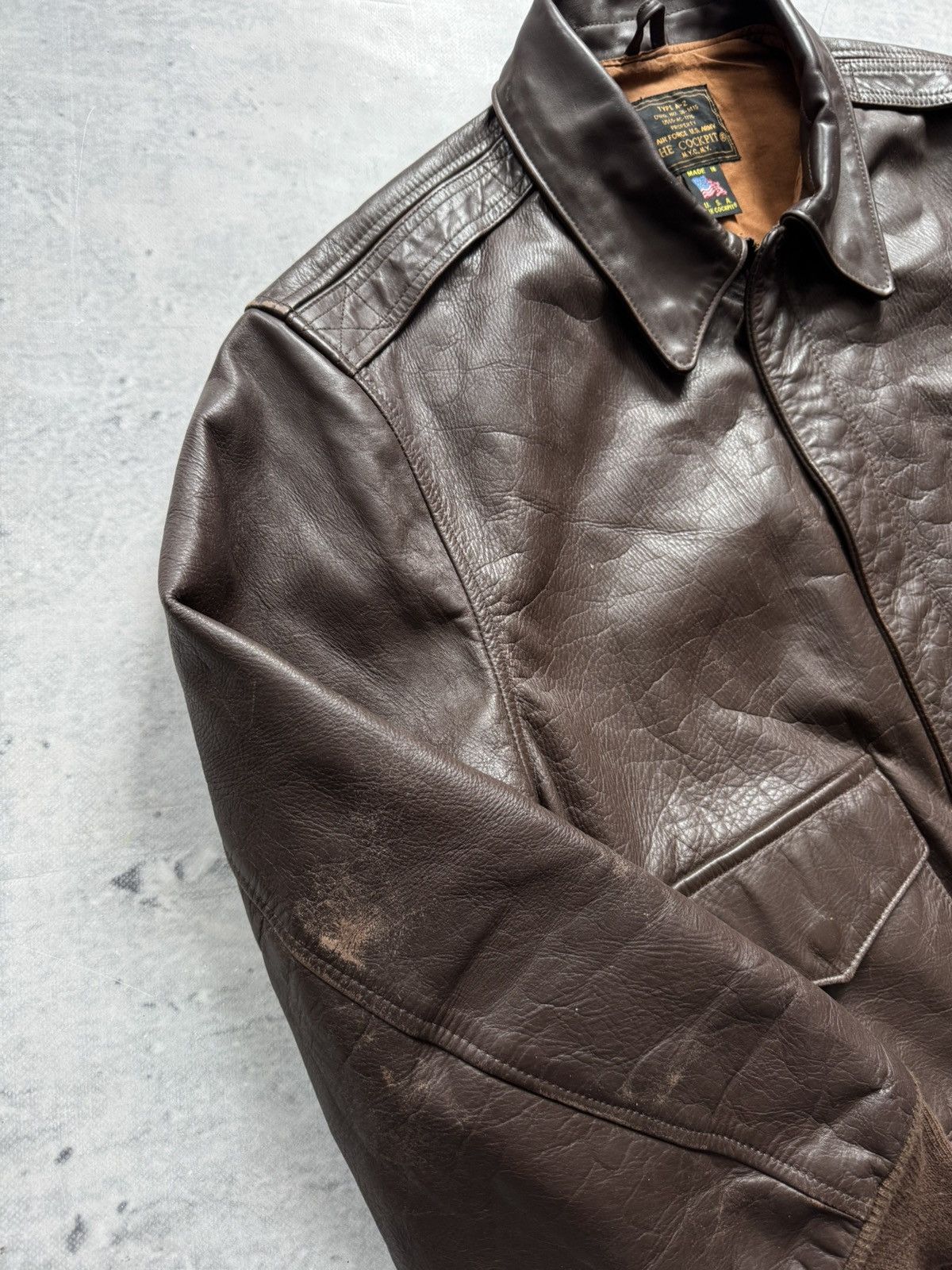 Cockpit USA Cockpit vintage leather jacket brown zip bomber Size US M / EU 48-50 / 2 - 14 Thumbnail