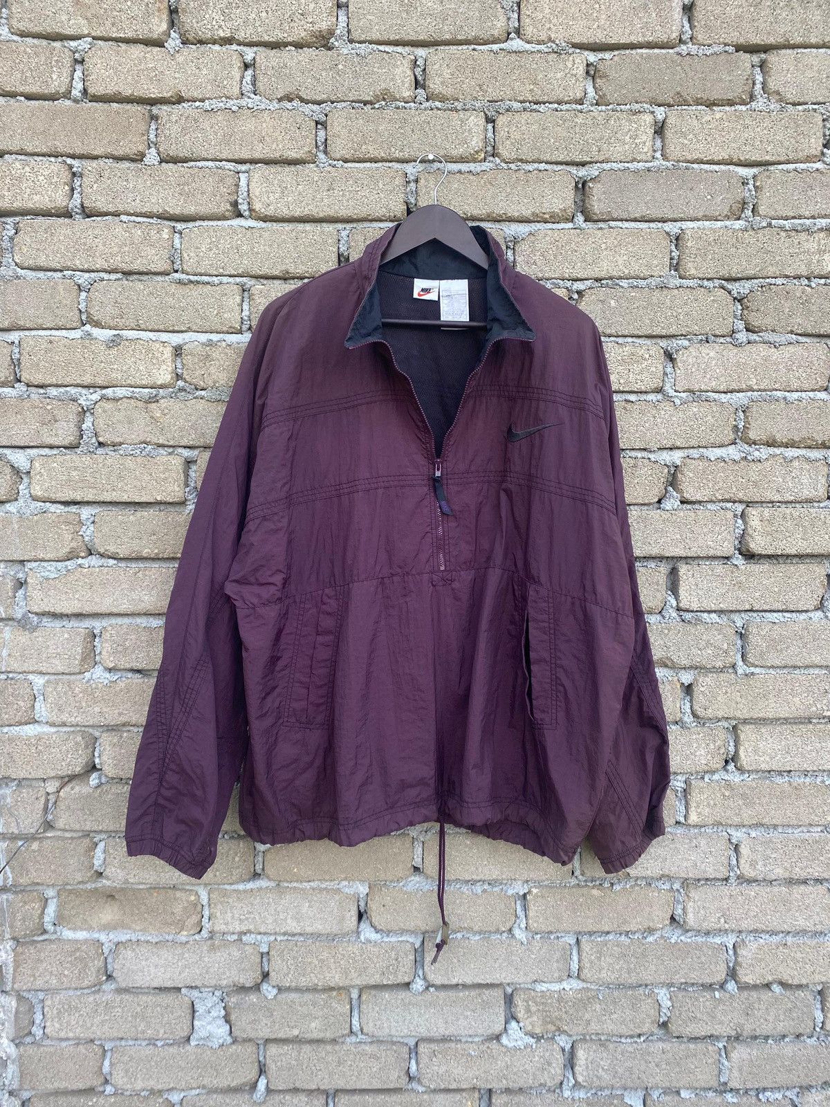 Nike Vintage 90s Nike Swoosh Windbreaker Half Zipper Size US L / EU 52-54 / 3 - 3 Thumbnail