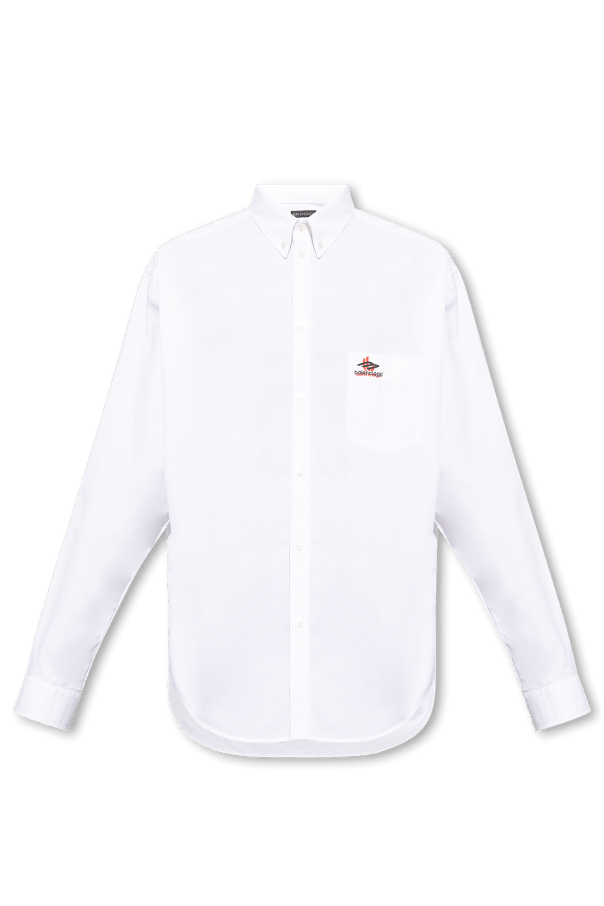 Balenciaga o1w1db10425 Layered Sports Shirt Large Fit in White Size US M / EU 48-50 / 2 - 1 Thumbnail
