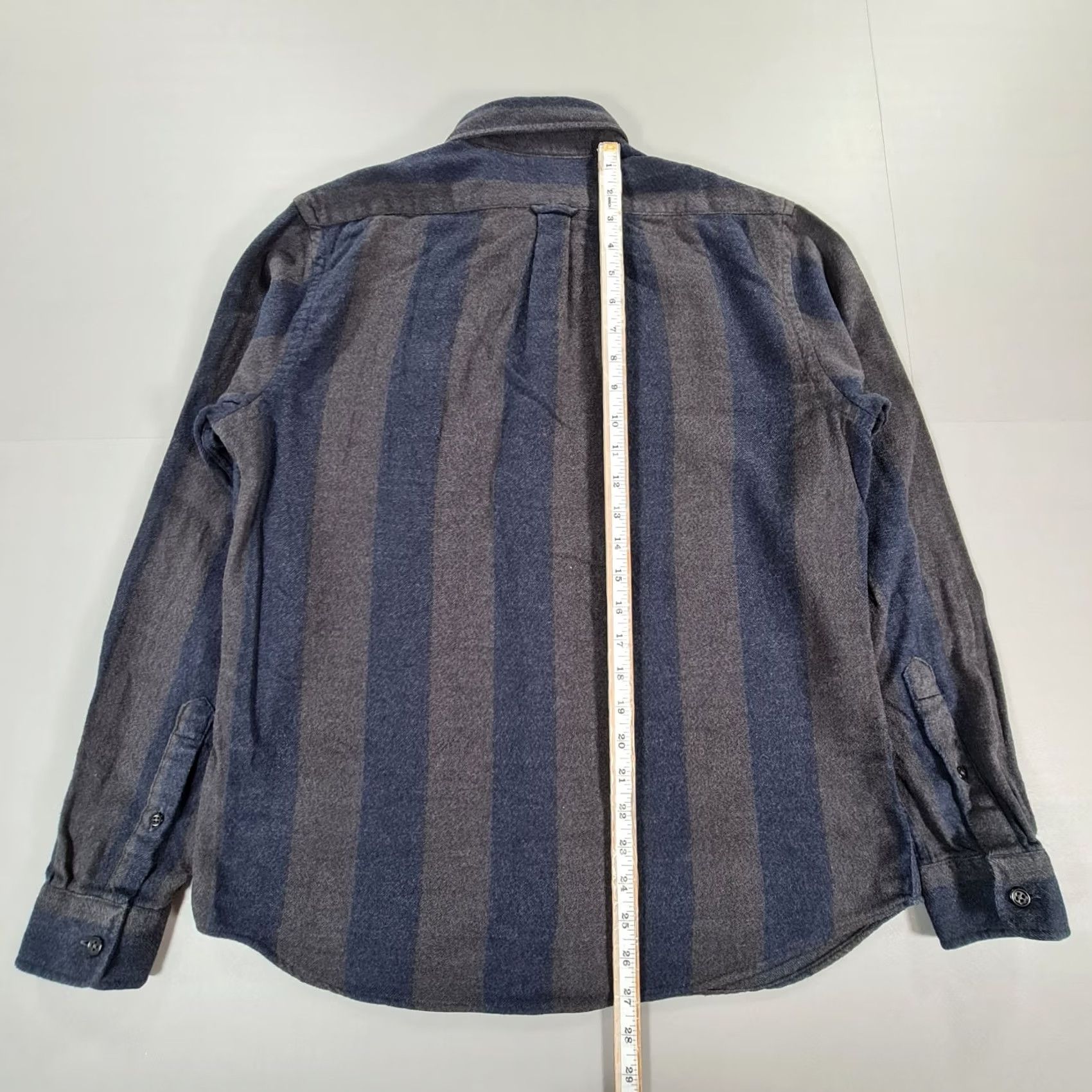 Edwin VINTAGE Edwin Mens Shirt Grey Blue Small Classic Flannel Cotton Long Sleeves Stripped Size US S / EU 44-46 / 1 - 7 Thumbnail