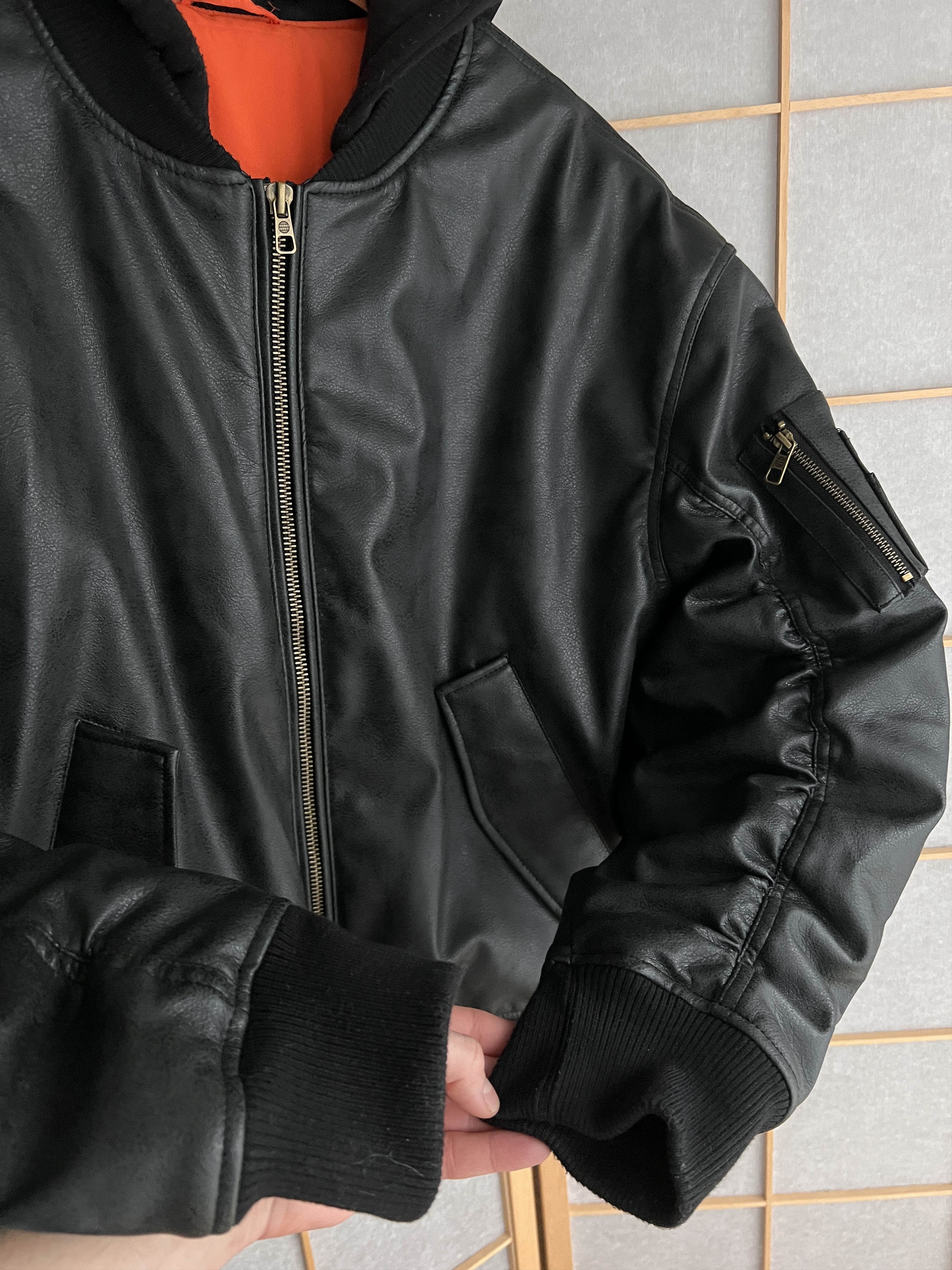 Hysteric Glamour MA-1 leather bomber jacket y2k baggy opium boxy flyer army Size US L / EU 52-54 / 3 - 18 Thumbnail