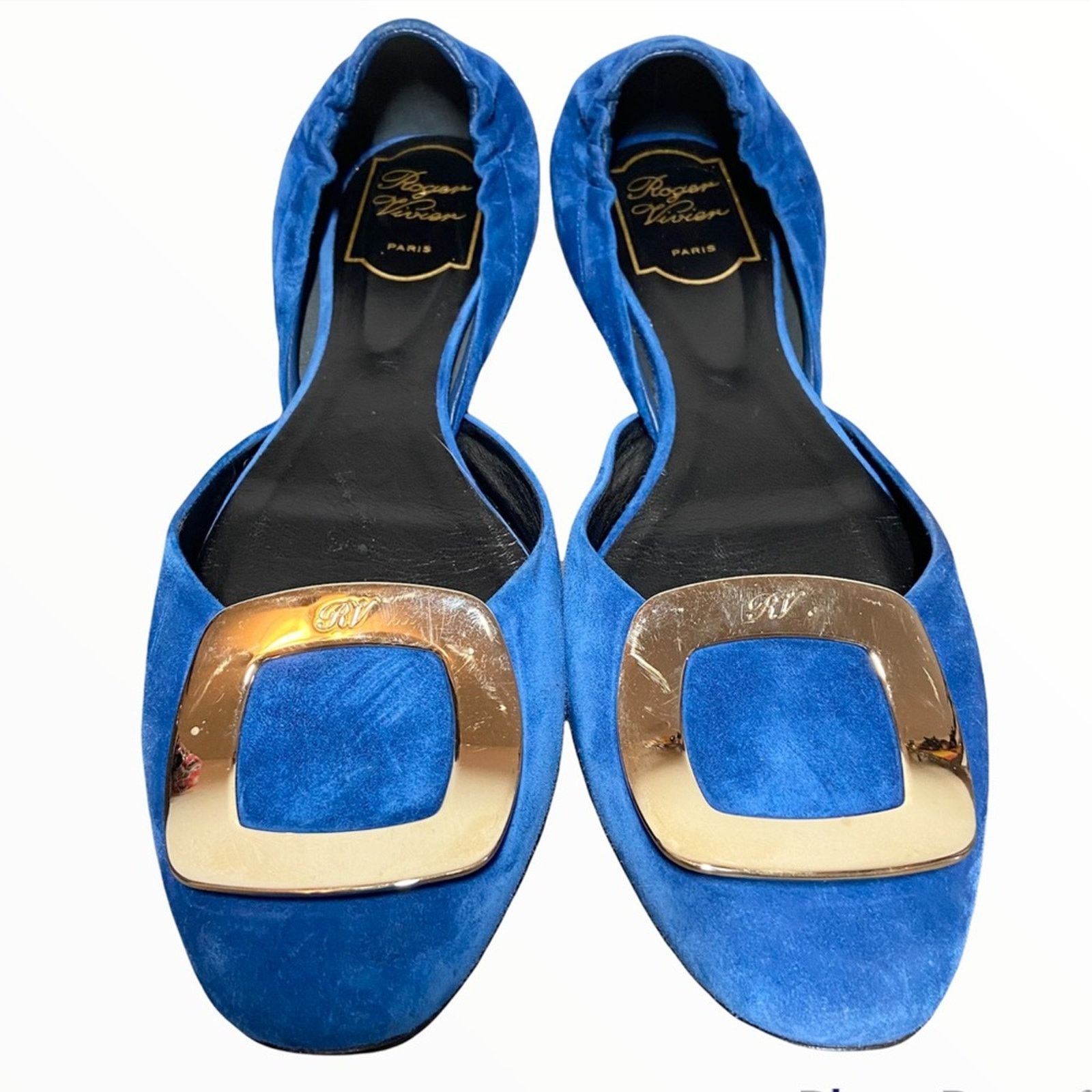 Ballerines Roger Vivier Chips Daim D'Orsay Plates - Taille 38.5 - Noires - Neuves Avec Boîte D'origine