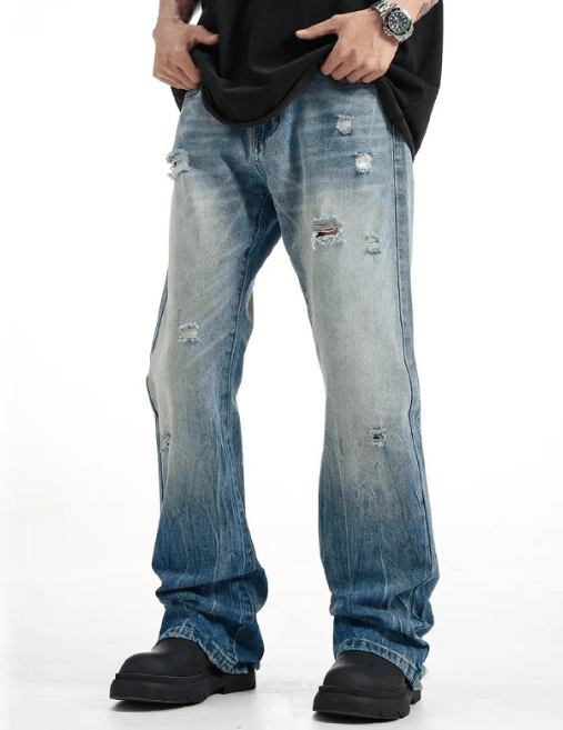 Japanese Brand × Jean American gradient men's retro light washed ripped jeans Size US 32 / EU 48 - 1 Thumbnail