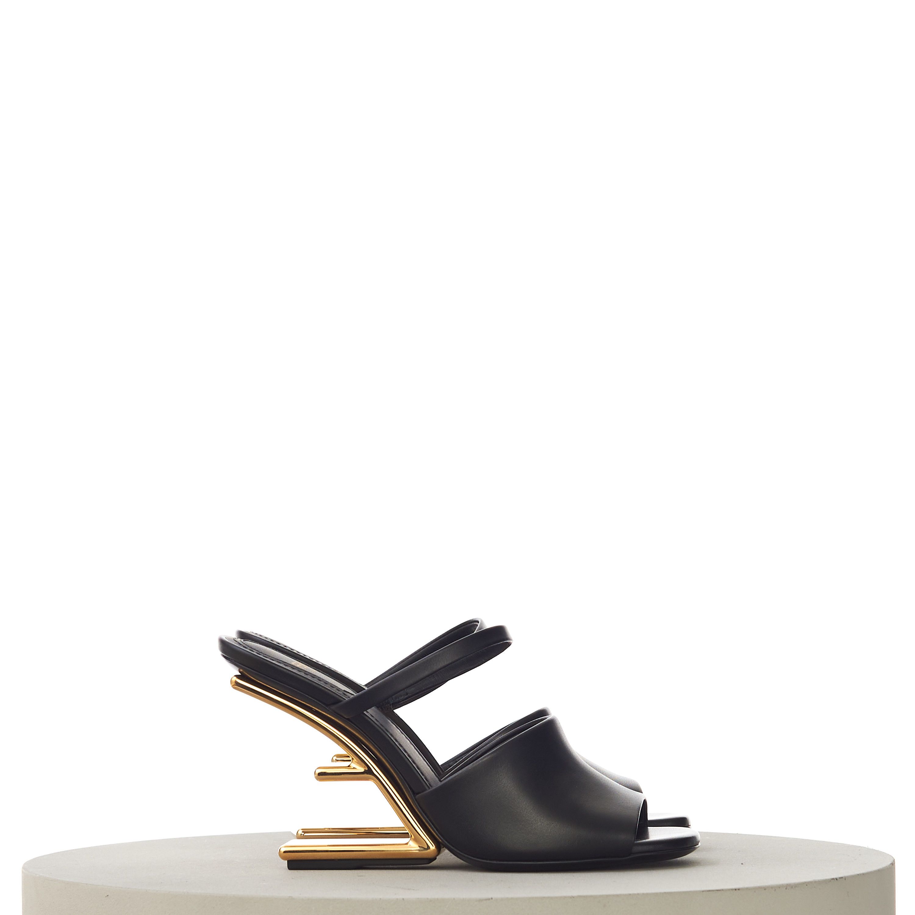 Fendi Black Leather FIRST High-Heeled Sandals With F-Shaped Heel Size US 7.5 / IT 37.5 - 1 Thumbnail