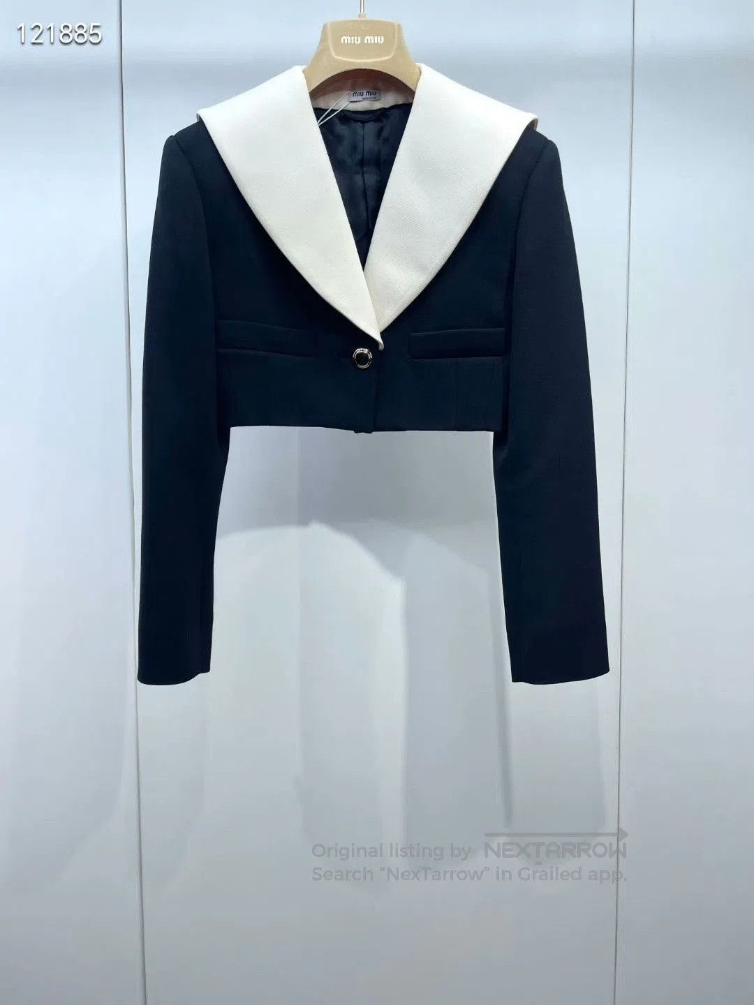 Miu Miu Miu Miu Black White Lapel Short Coat. Size XS / US 0-2 / IT 36-38 - 1 Thumbnail