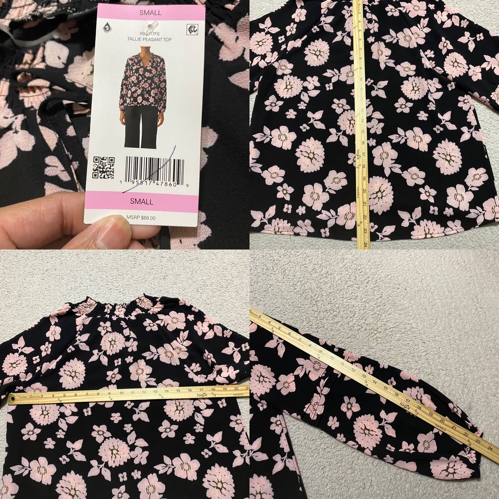 Sanctuary Social Standard by Sanctuary Shirt Womens Small Black Floral Peasant NWT Size S / US 4 / IT 40 - 8 Thumbnail