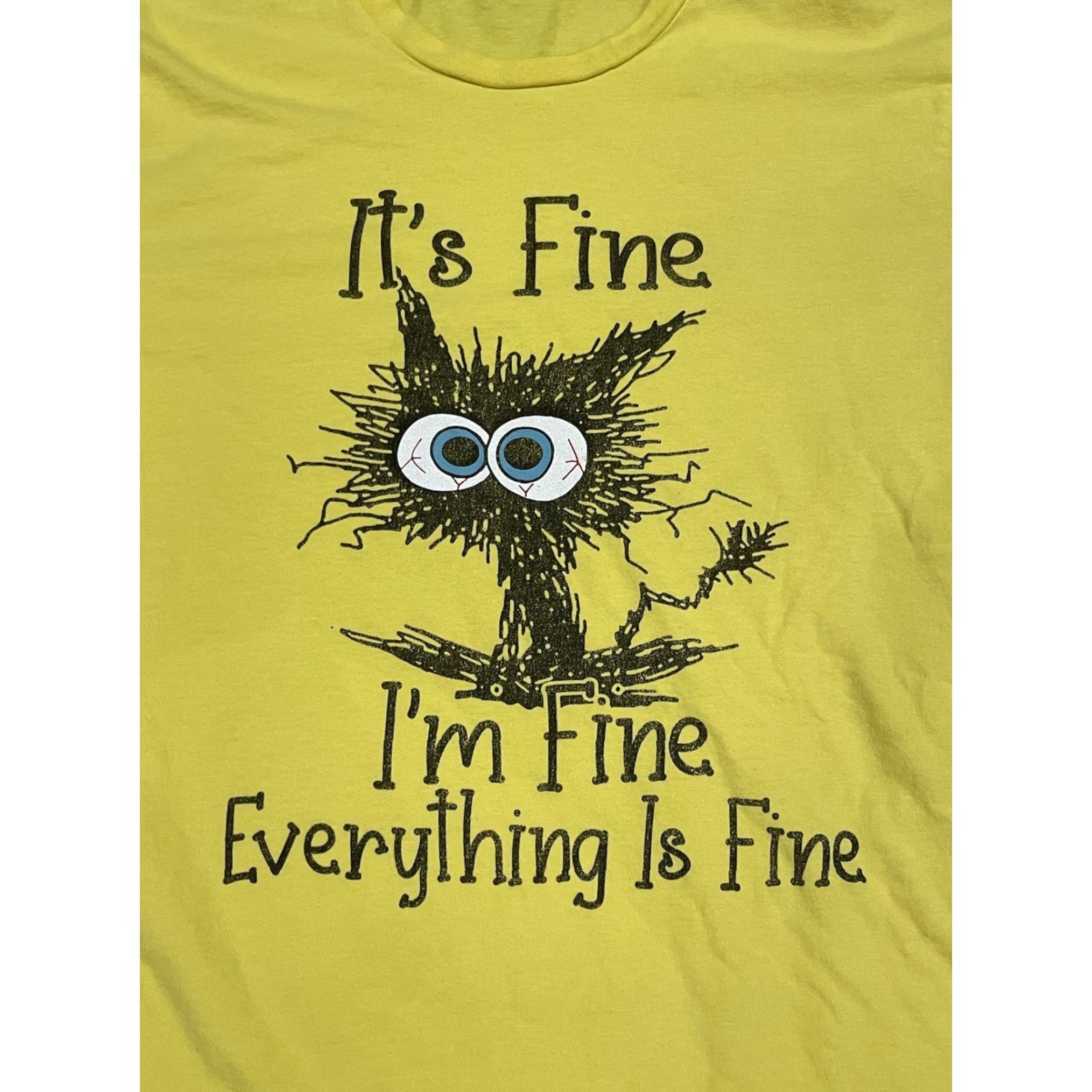 Vintage Im Fine Everything is Fine T-Shirt Yellow Medium Mens M Size US M / EU 48-50 / 2 - 2 Thumbnail