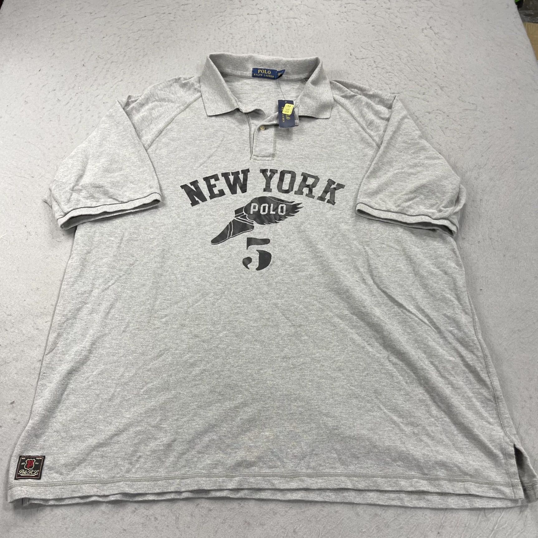 Polo Ralph Lauren Polo Ralph Lauren Polo Shirt Mens 2XLT Gray NWT Polo Shirt Mens 2XLT Gray New York P Wing Foot New York NWT Size US XXL / EU 58 / 5 - 2 Thumbnail