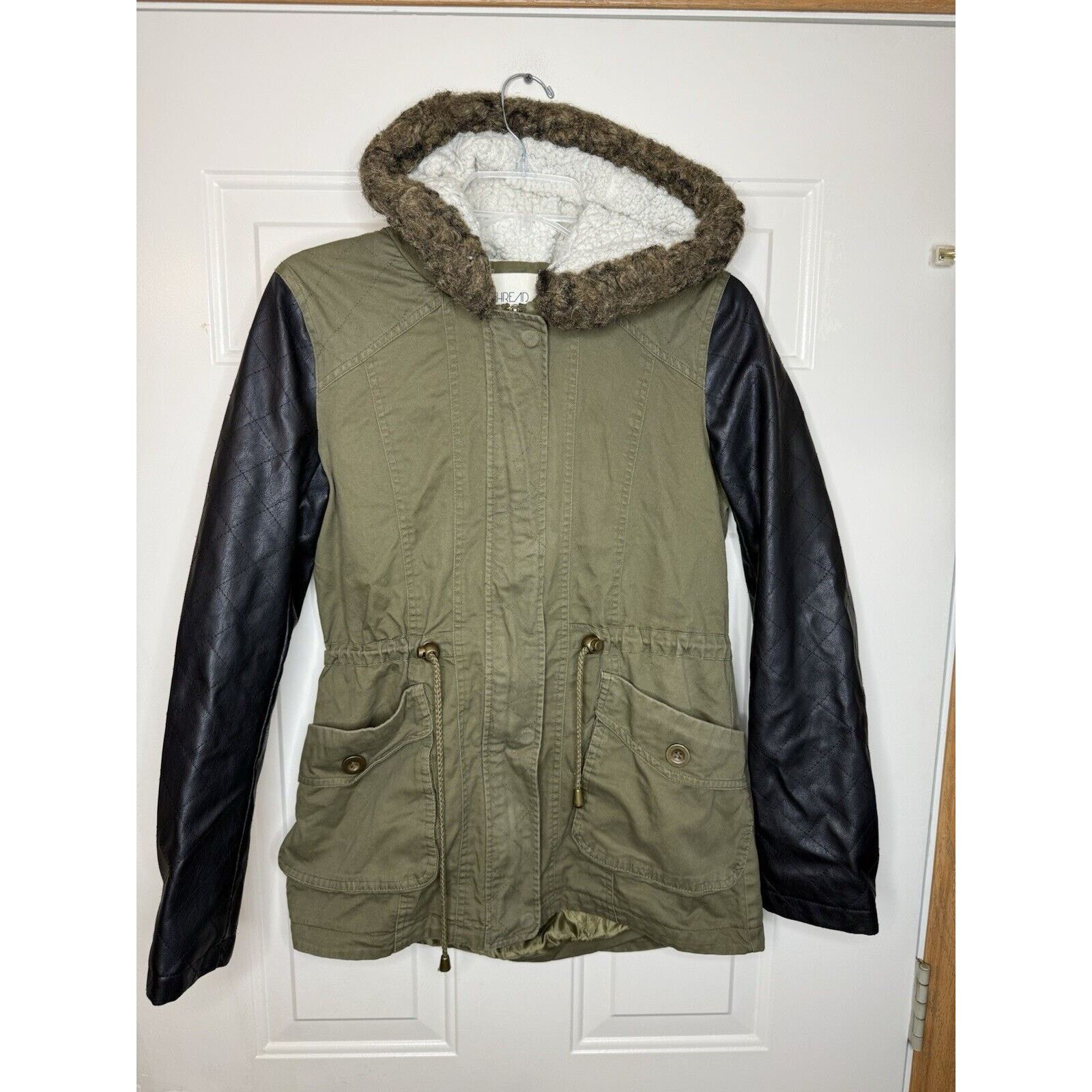 & Other Stories Thread & Supply Green Parka Jacket Women Small Faux Fur Hood Size S / US 4 / IT 40 - 1 Thumbnail