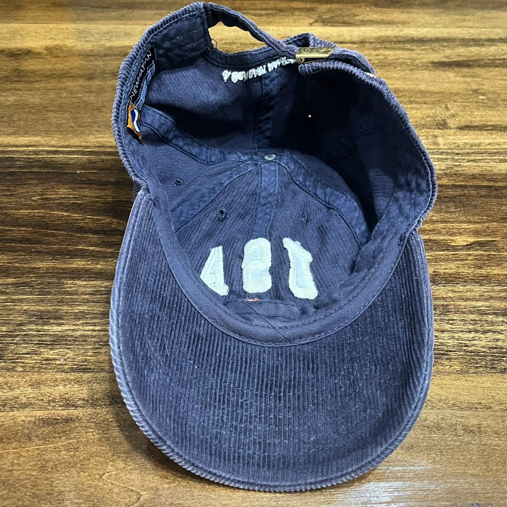 Vintage John Galt East Hampton USA Hat Cap Strap Back Navy Blue Corduroy Adjustable Size ONE SIZE - 7 Thumbnail