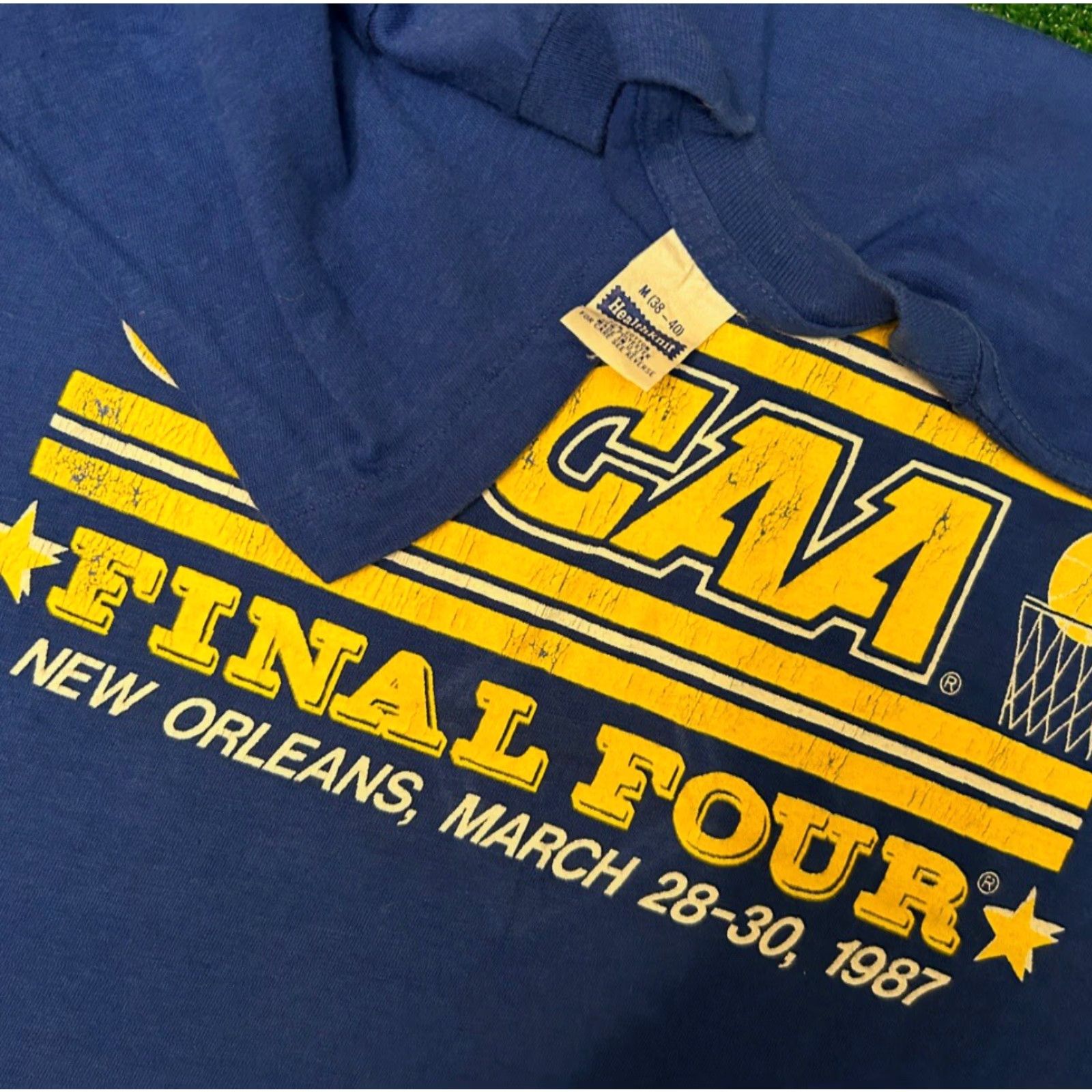 NCAA VINTAGE 80s Final Four NCAA 1987 New Orleans Basketball VTG Shirt M Blue Mens Shirt Size US M / EU 48-50 / 2 - 2 Thumbnail