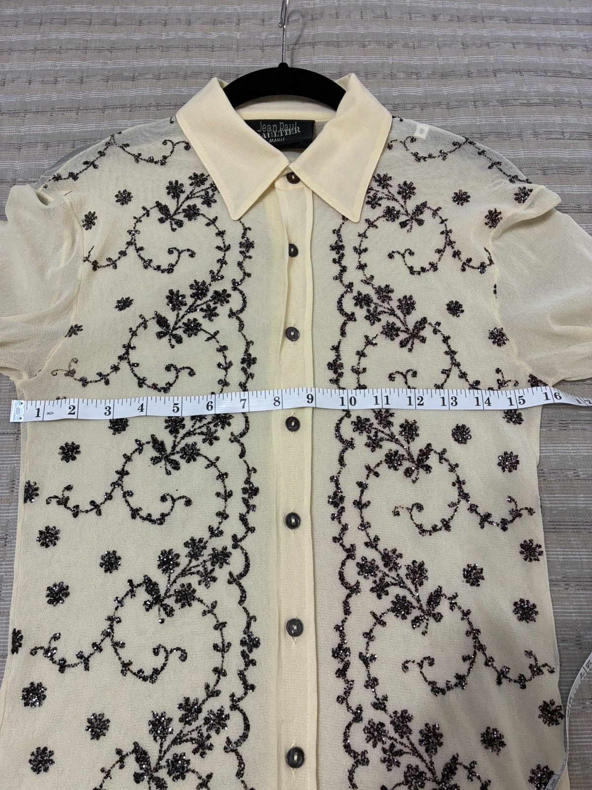 Jean Paul Gaultier Jean Paul Gaultier Cream and Black Embroidered Blouse Size US M / EU 48-50 / 2 - 10 Thumbnail