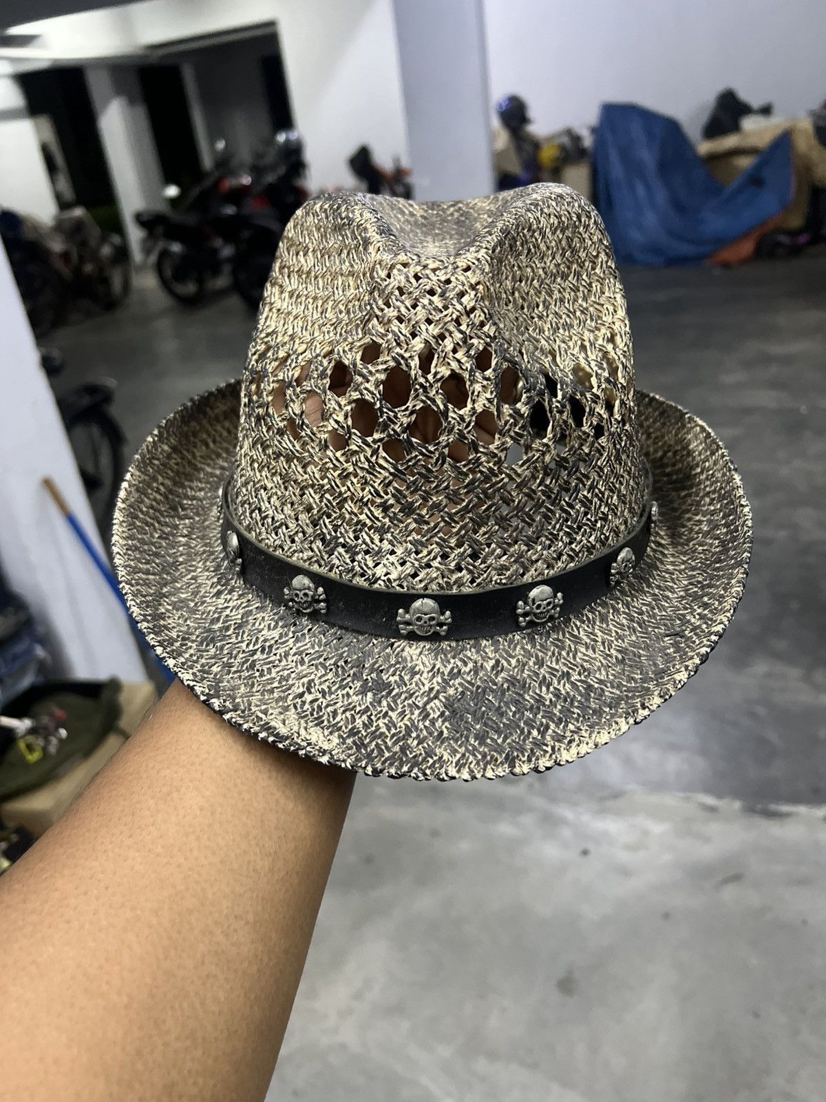 Japanese Brand × Vintage SNAKESKIN EFFECT STRAW COWBOY HAT SKULL Size ONE SIZE - 1 Thumbnail