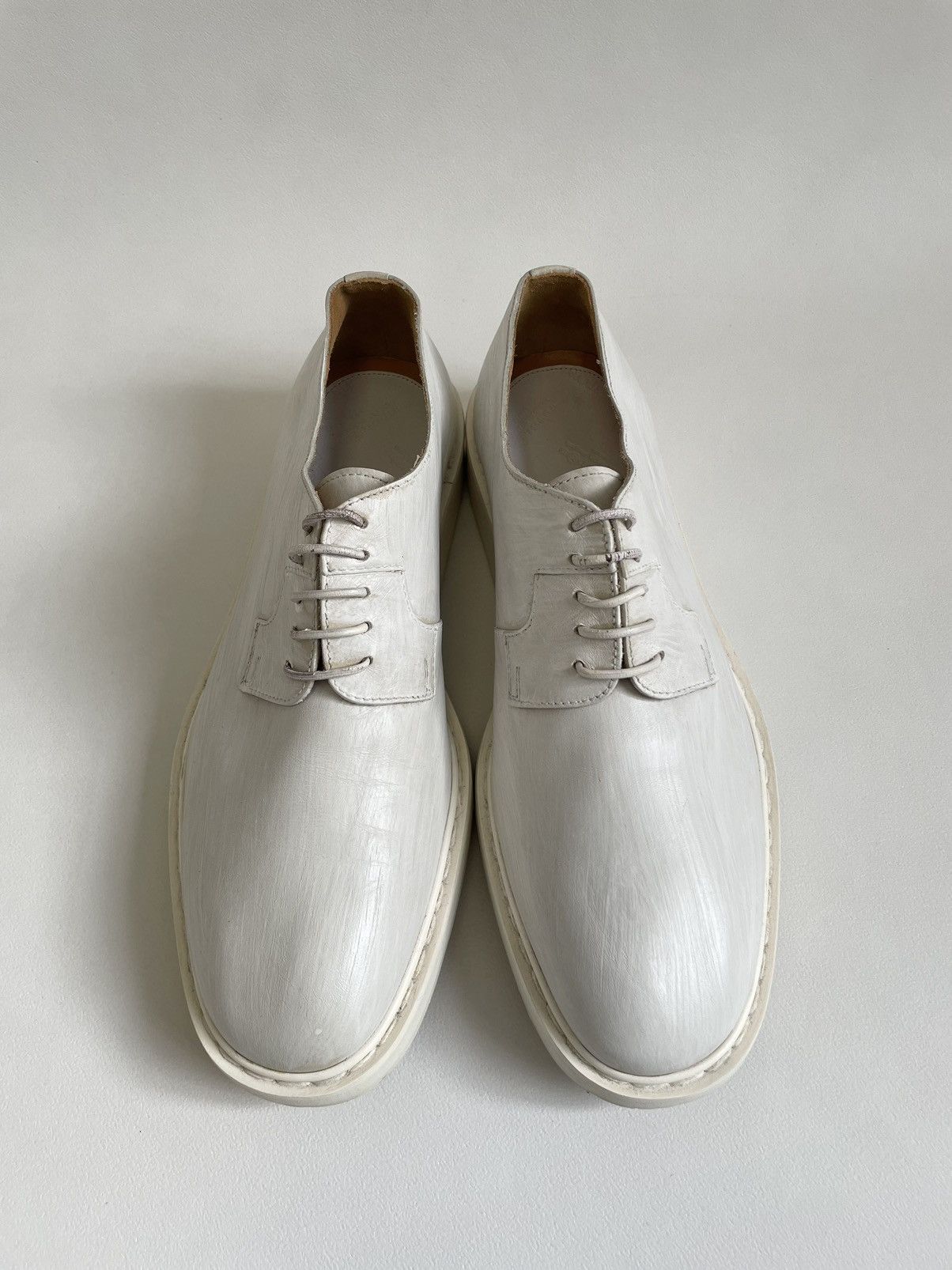 Maison Margiela ‘White Painted’ Wedge Sole Derbies Size US 10 / EU 43 - 2 Thumbnail
