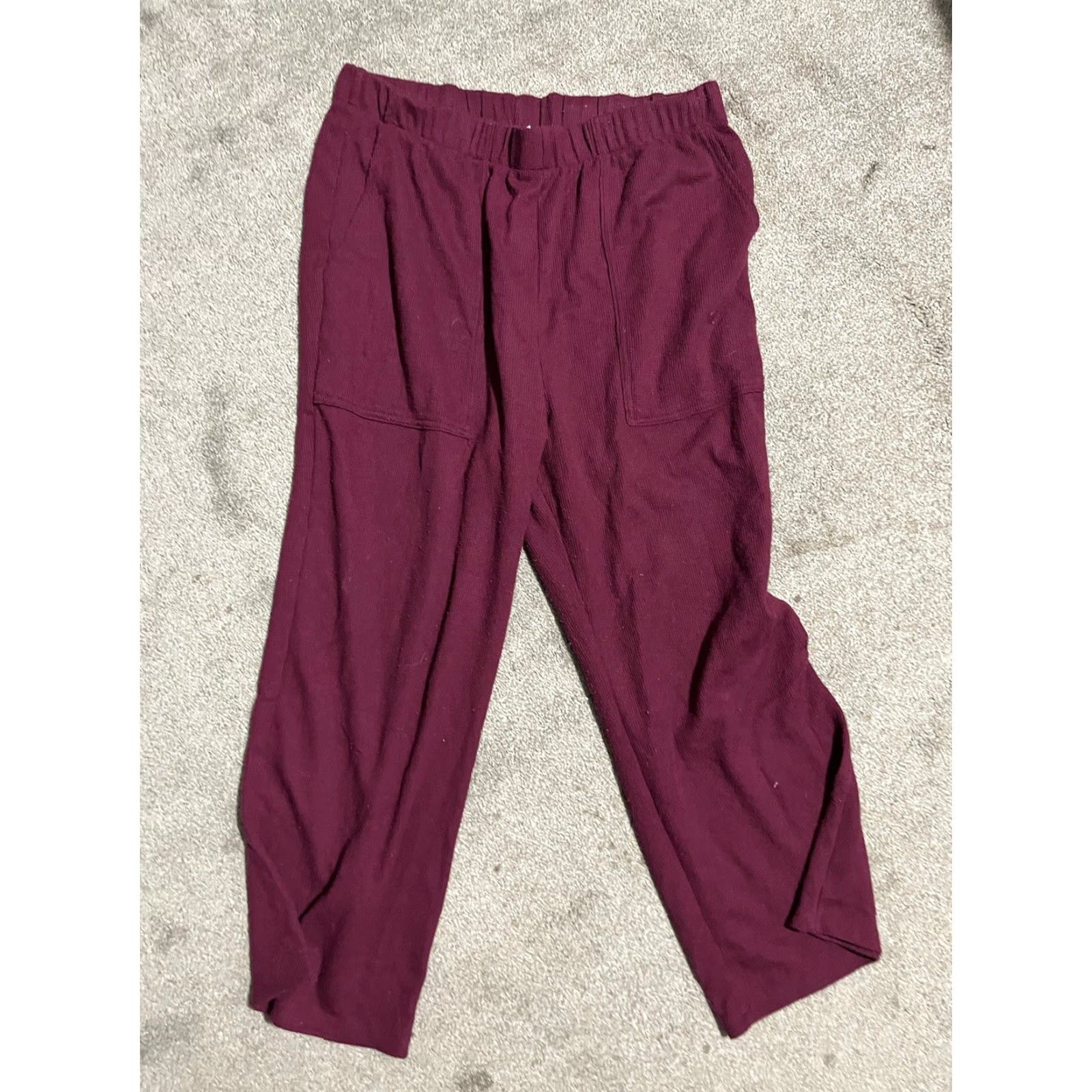 Victoria's Secret Victoria's Secret Sweatpants Pants M Relaxed Waffle Knit Jogger Lounge Maroon Cotton Polyester Knit Pockets Elastic Waist Tapered Regular Women Size 32" / US 10 / IT 46 - 2 Thumbnail