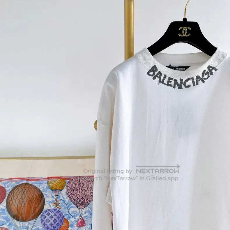 Balenciaga Balenciaga White Letter Long Sleeve T-Shirt Size US M / EU 48-50 / 2 - 3 Thumbnail