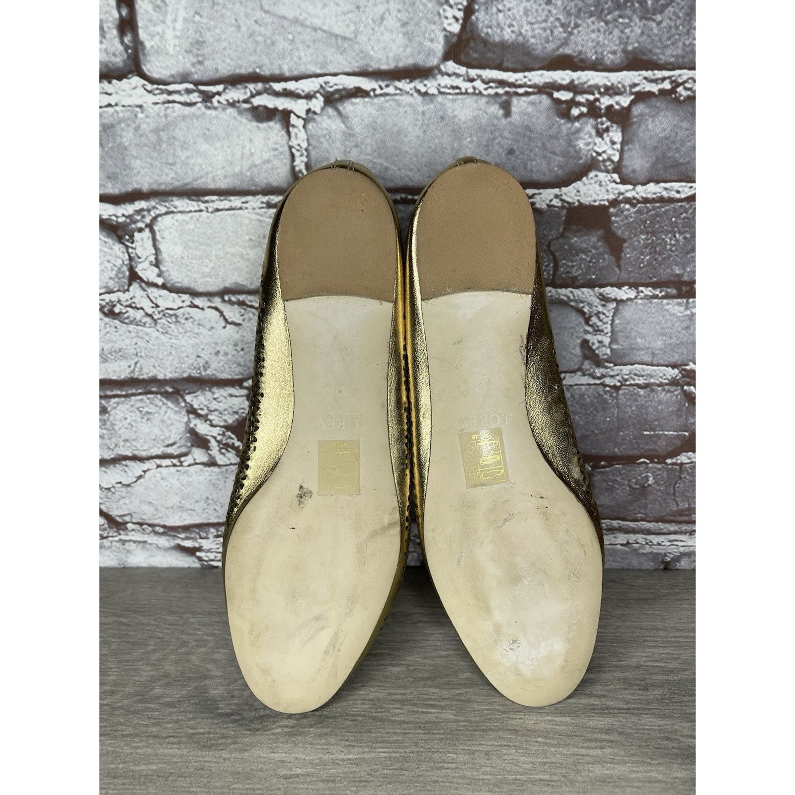 J.Crew J.Crew Nora Metallic Gold Leather Perforated Ballet Flats Wo Size US 10 / IT 40 - 9 Thumbnail