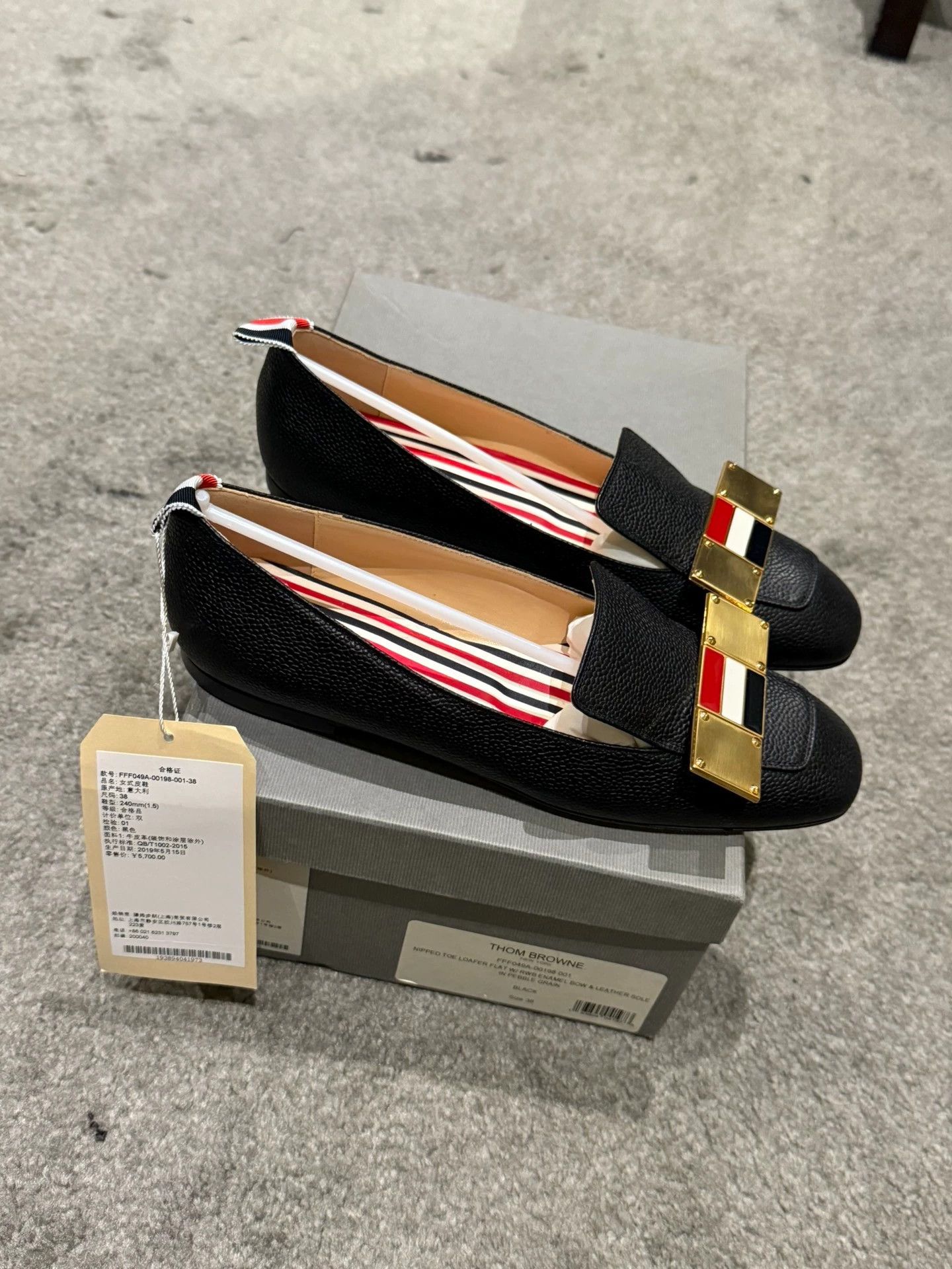 Thom Browne Thom Browne Women's 38 Three-Tone Toe Leather Slip-On Flats Size US 7.5 / IT 37.5 - 6 Thumbnail
