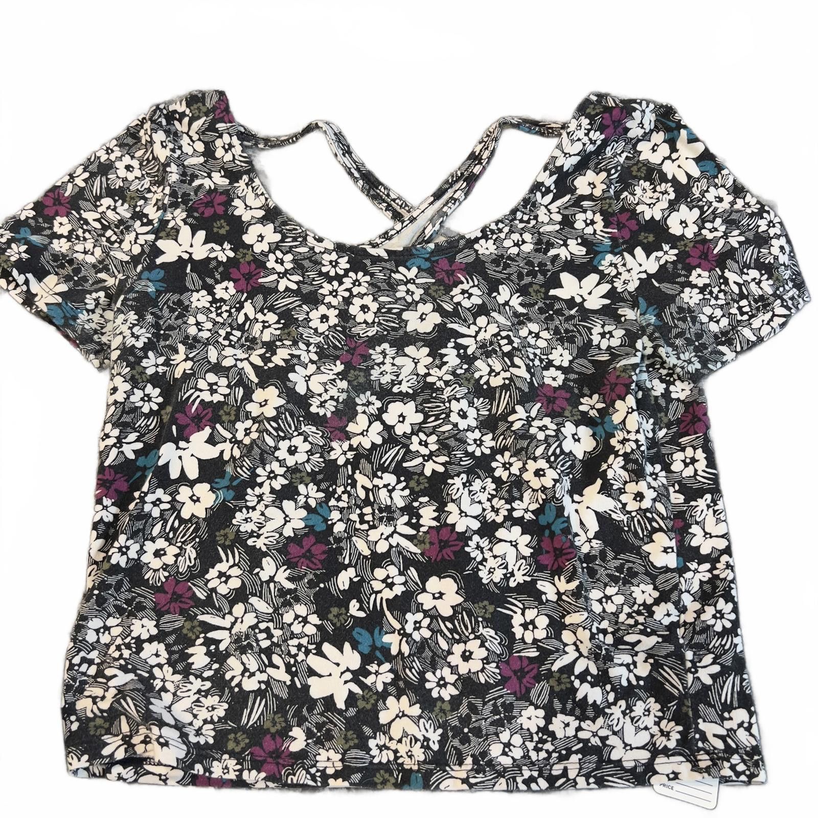 Unknown London Womens Floral Short Sleeve Blouse with Back Tie Detail Size L / US 10 / IT 46 - 1 Thumbnail