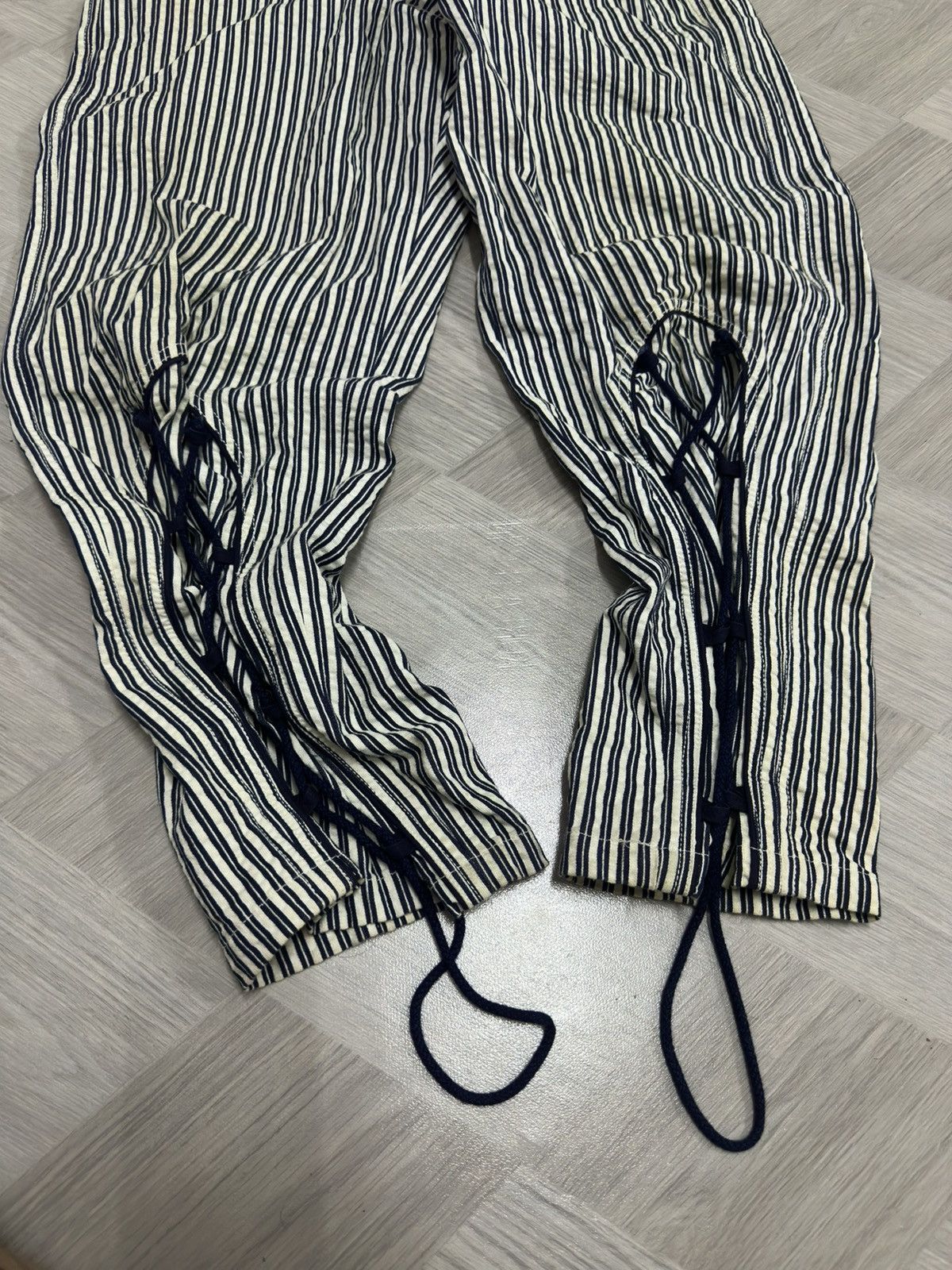Giorgio Armani Vtg Emporio Armani Vertical Stripe Adjustable String Pant Size US 29 - 7 Thumbnail