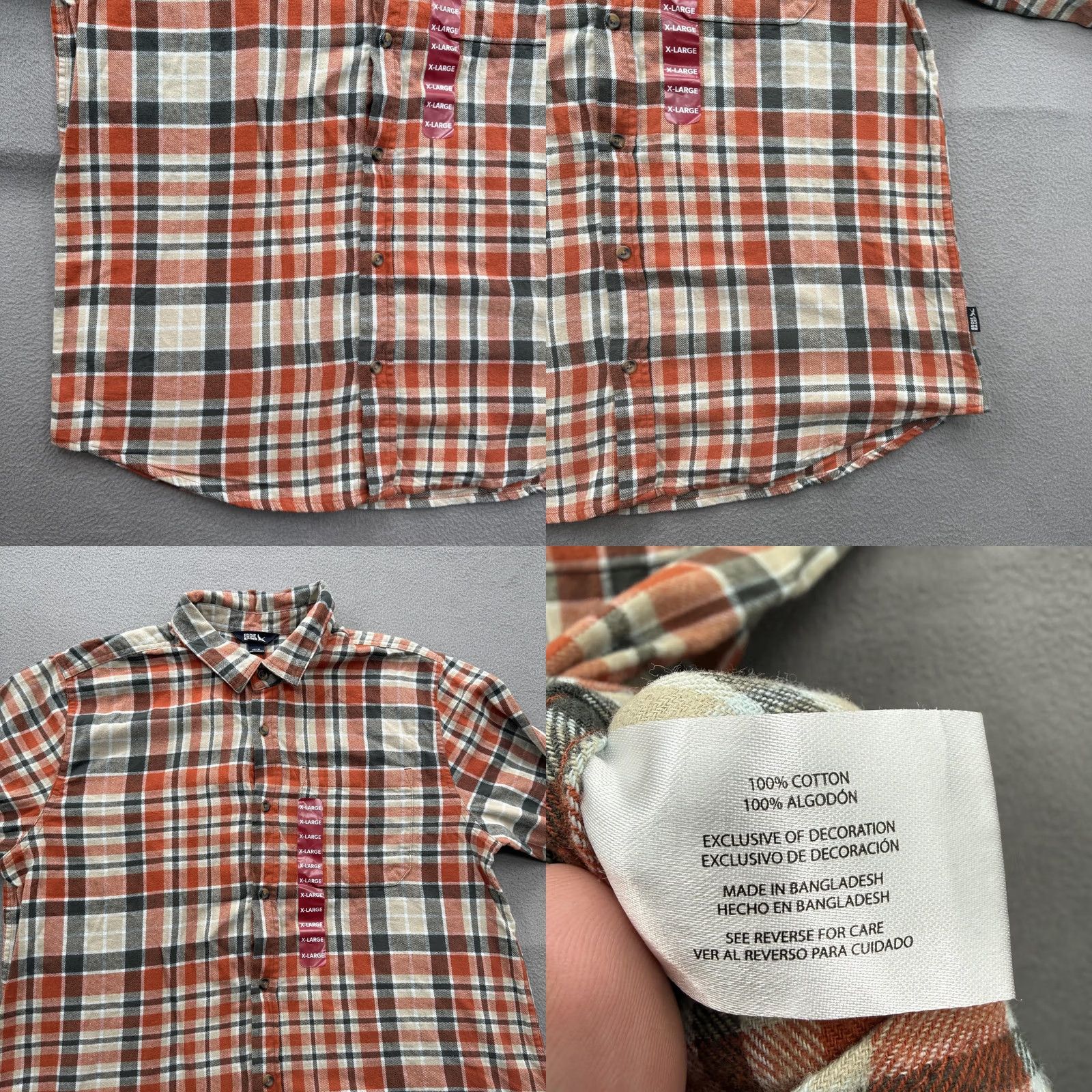 Eddie Bauer Eddie Bauer Shirt Mens XL Orange Clay Plaid Flannel Long Sleeve Button Up Size US XL / EU 56 / 4 - 8 Thumbnail