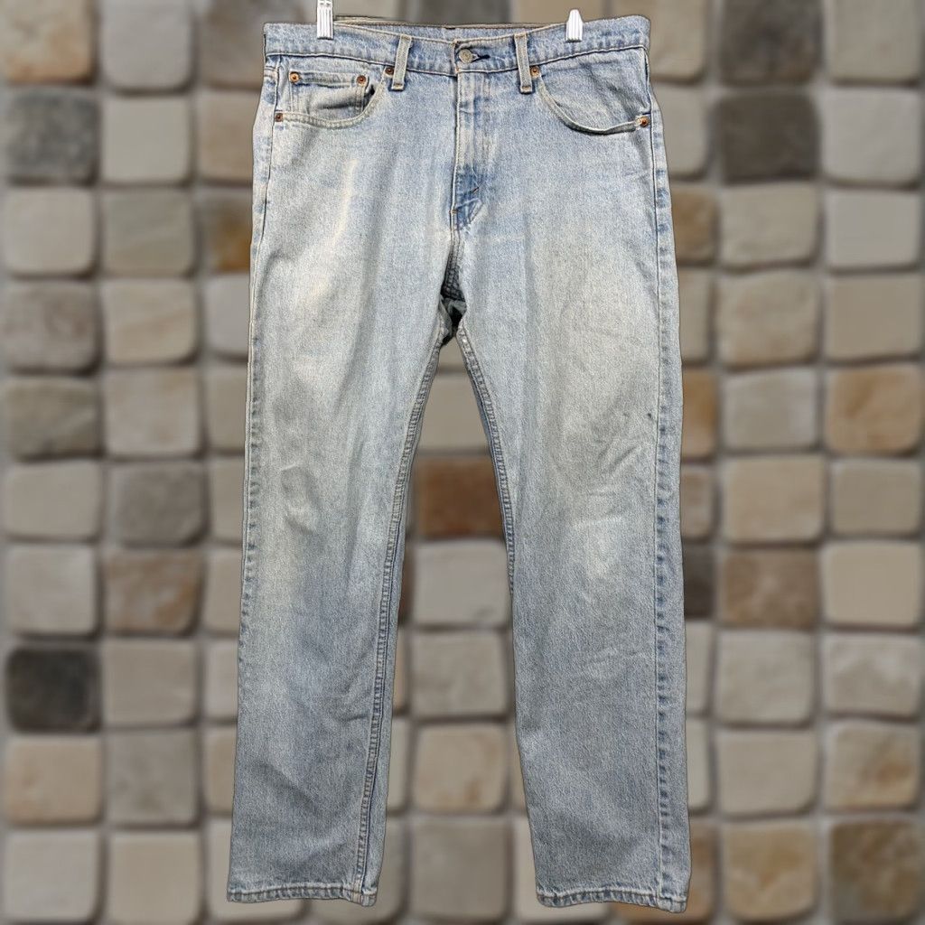 Levi's Levi's 505 Jeans Mens 34 x 30 Straight 5-Pocket Rivets LOGO Red Tab Light Blue Denim Cotton Elastane Regular Rise Mid Vintage: No Size US 34 / EU 50 - 1 Thumbnail