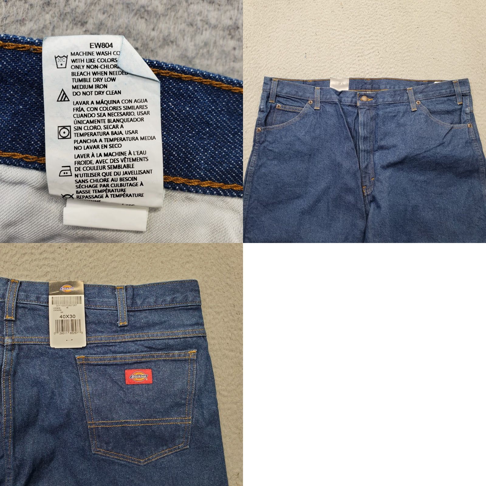 Dickies Dickies Jeans Mens Blue Denim Relaxed Fit Wide-Leg 40 Mens Size 40 Blue Denim Dickies CR39RB Vintage? N/A Size US 40 / EU 56 - 8 Thumbnail