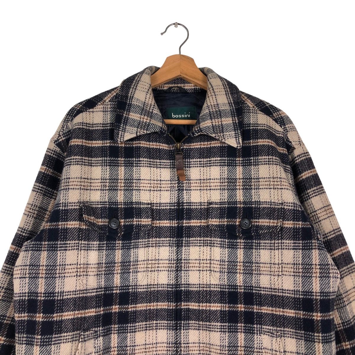 Japanese Brand 📌VINTAGE WORK CHORE ZIPPER JACKET BOSSINI TARTAN DESIGN Size US M / EU 48-50 / 2 - 9 Thumbnail