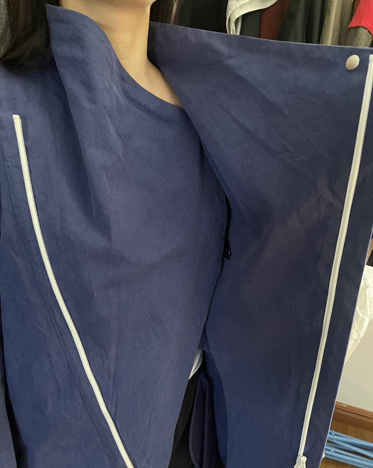 If Six Was Nine THE ♰ TWELVE ♰ Asymmetrical Wrap Coat In Blue Size M / US 6-8 / IT 42-44 - 14 Thumbnail
