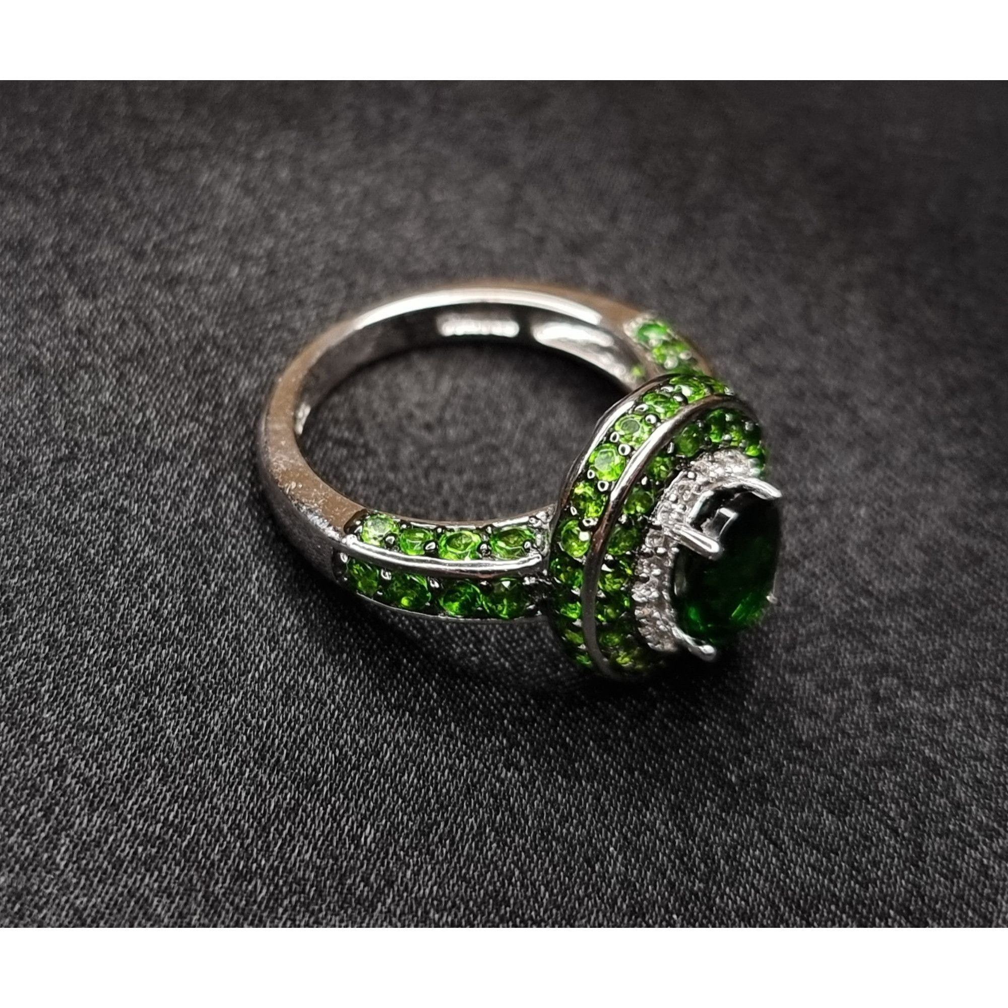 Sterling Silver Natural Chrome Diopside Sterling Silver 925 Ring 6.5 With Gr Size ONE SIZE - 5 Thumbnail