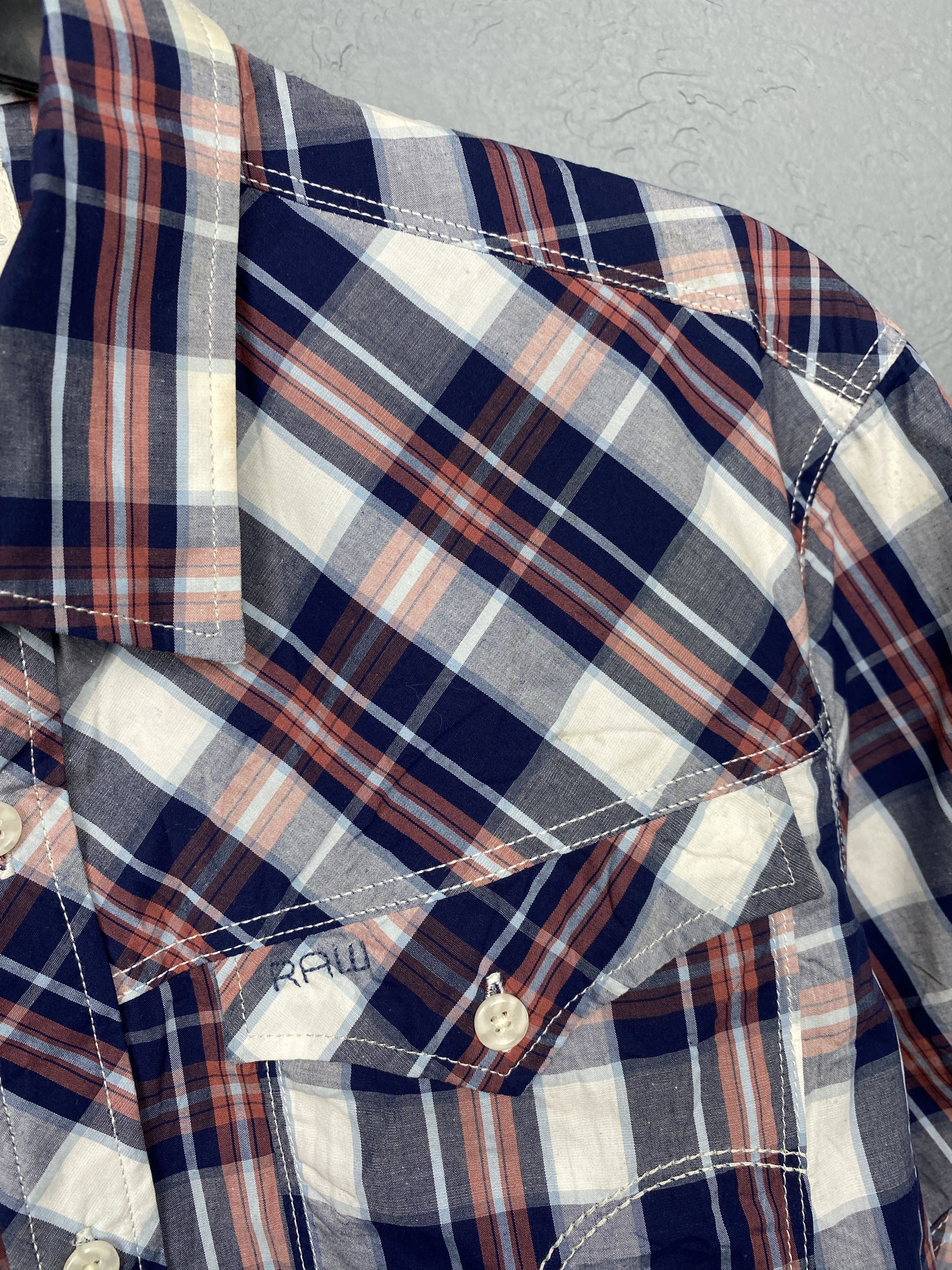 G-Star G Star Raw Vintage Mens Arc 3D Short Sleeve Plaid Shirt Size US L / EU 52-54 / 3 - 3 Thumbnail