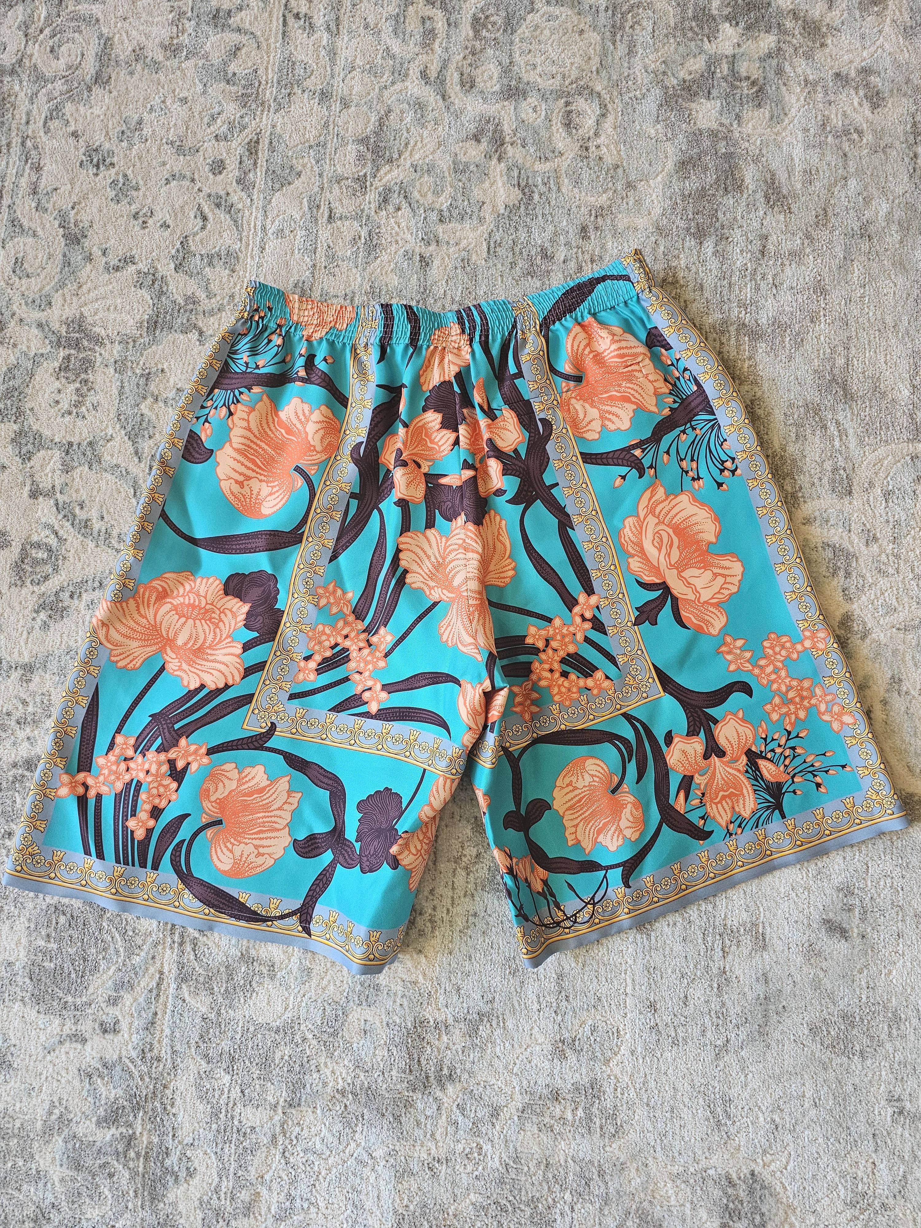 Versace Versace Men's Acid Bouquet Silk Shorts Size US 32 / EU 48 - 6 Thumbnail