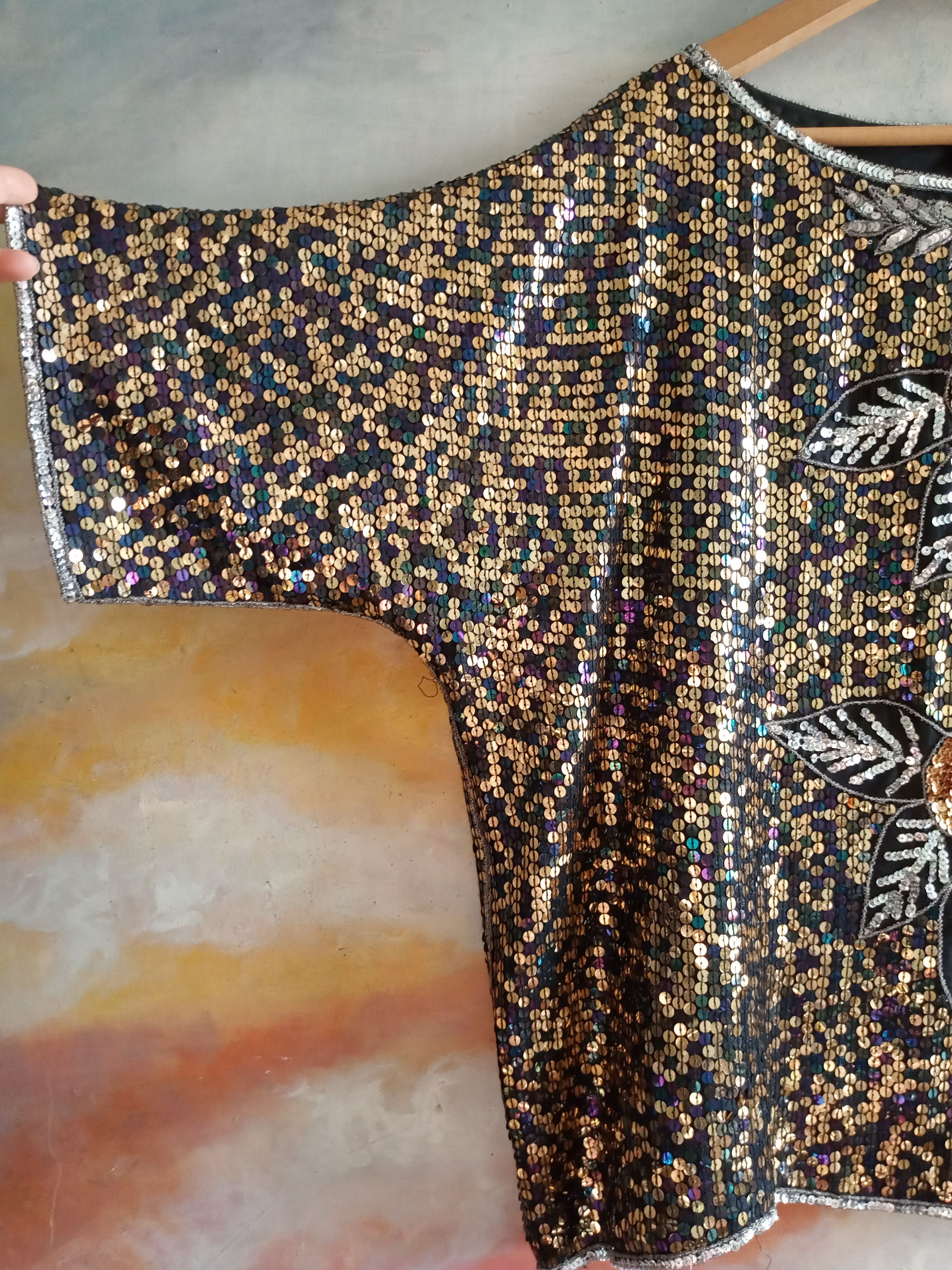 Vintage Large sequin blouse Size XL / US 12-14 / IT 48-50 - 12 Thumbnail