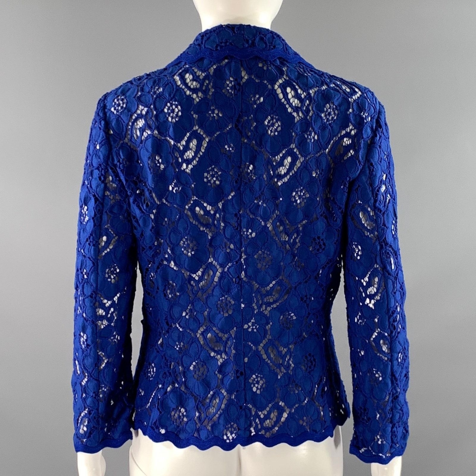 Escada ESCADA Size 4 Blue Polyamid Baumwolle Floral Jacket Size US 4 / IT 34 - 4 Thumbnail