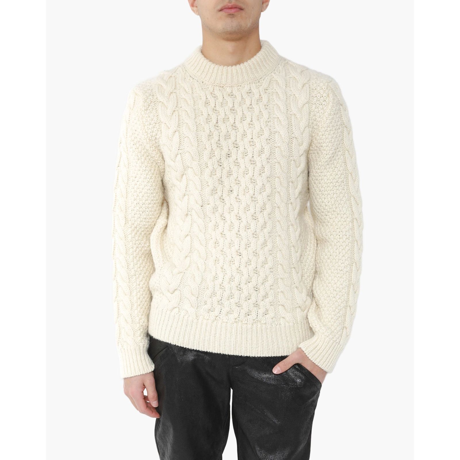 Saint Laurent Paris FW16 Cable Knit Sweater in Ivory Wool Size US M / EU 48-50 / 2 - 3 Thumbnail